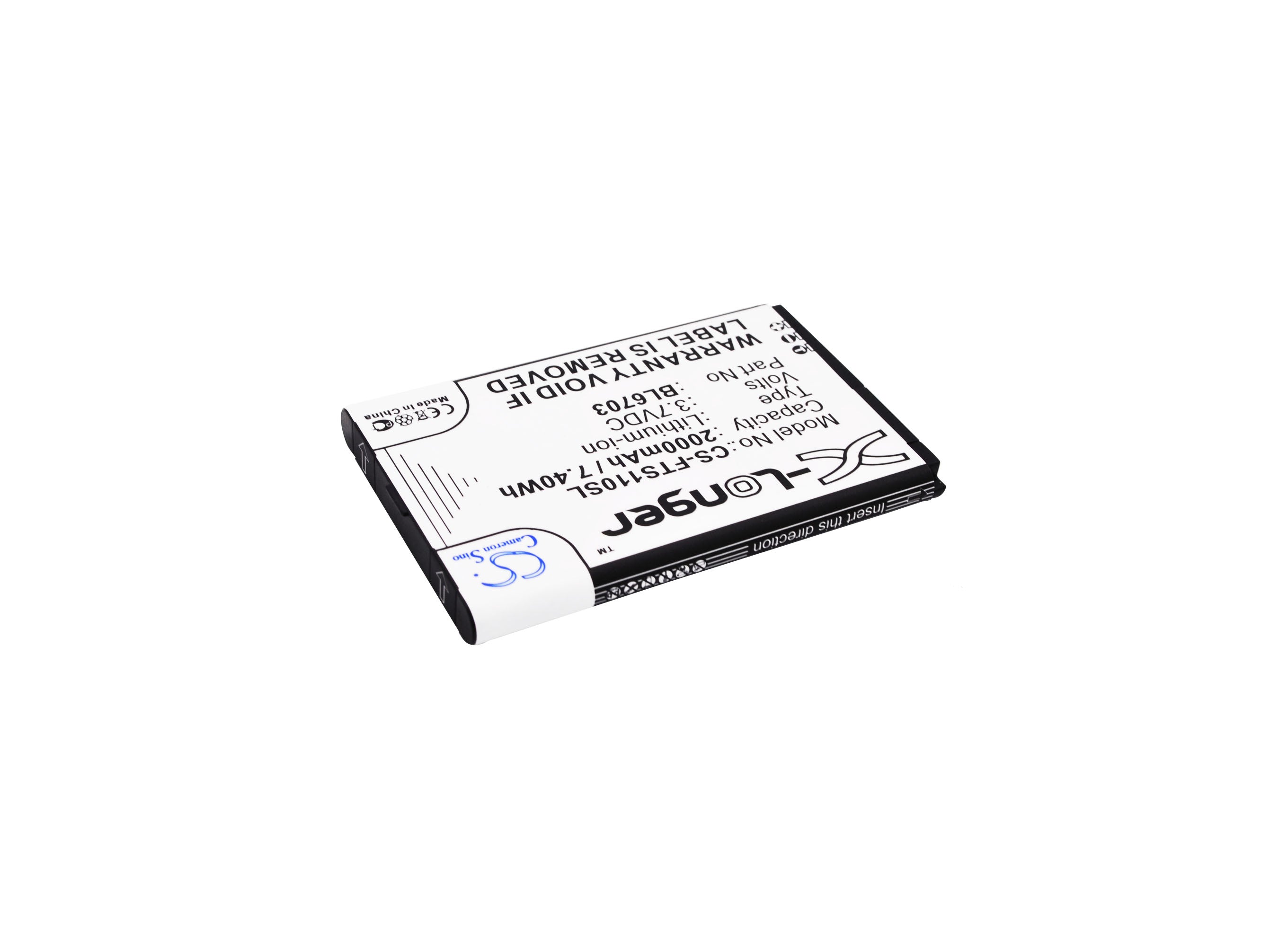 Fly TS110 Mobile Phone Replacement Battery - 2000mAh Li-ion 3.7V - BL6703 - 68.2x43.95x6.4mm