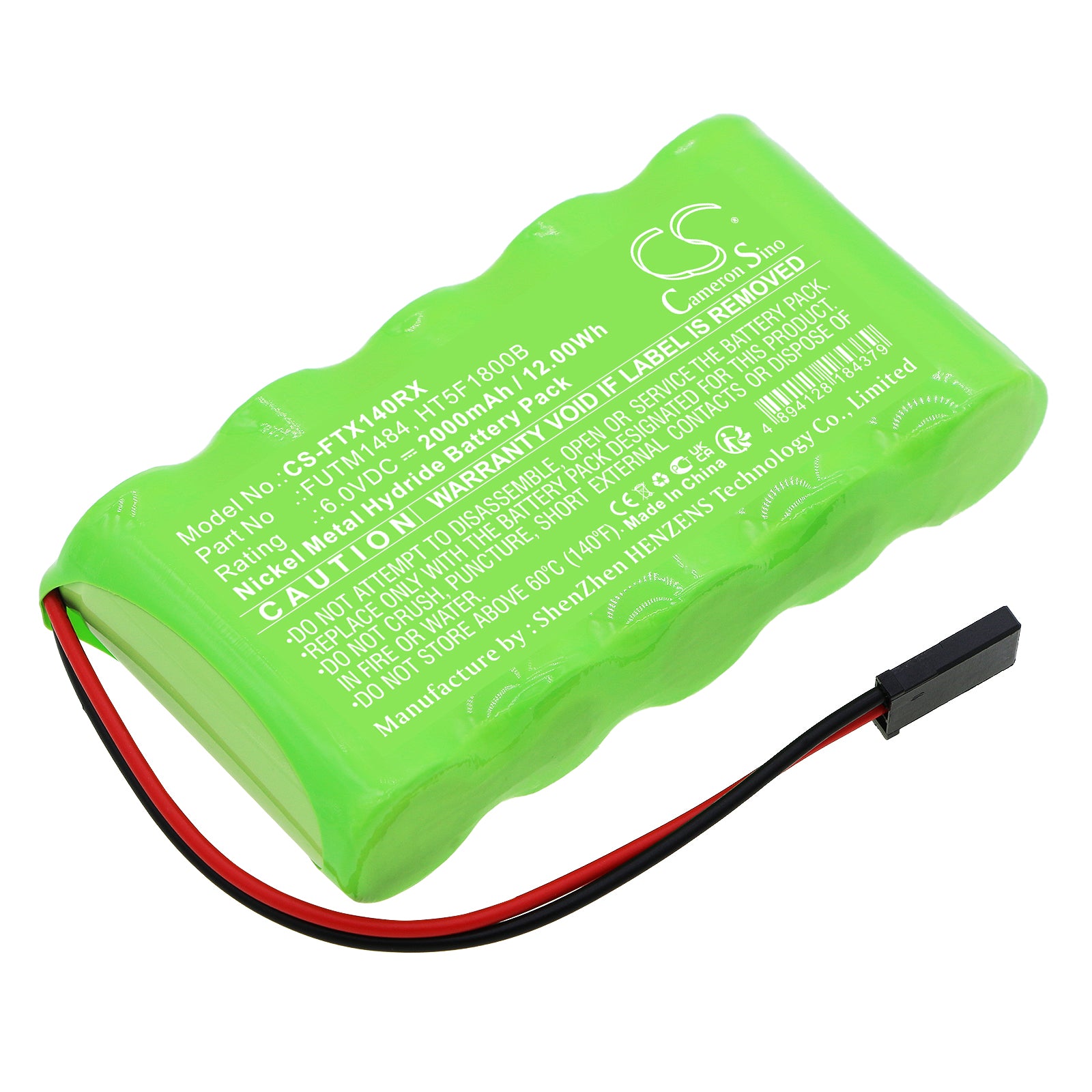 6.0V 2000mAh Ni-MH Transmitter Battery for Futaba 14SG, 4PKS, 4PL, 6J, 8J, 10J - Replaces FUTM1484, HT5F1800B