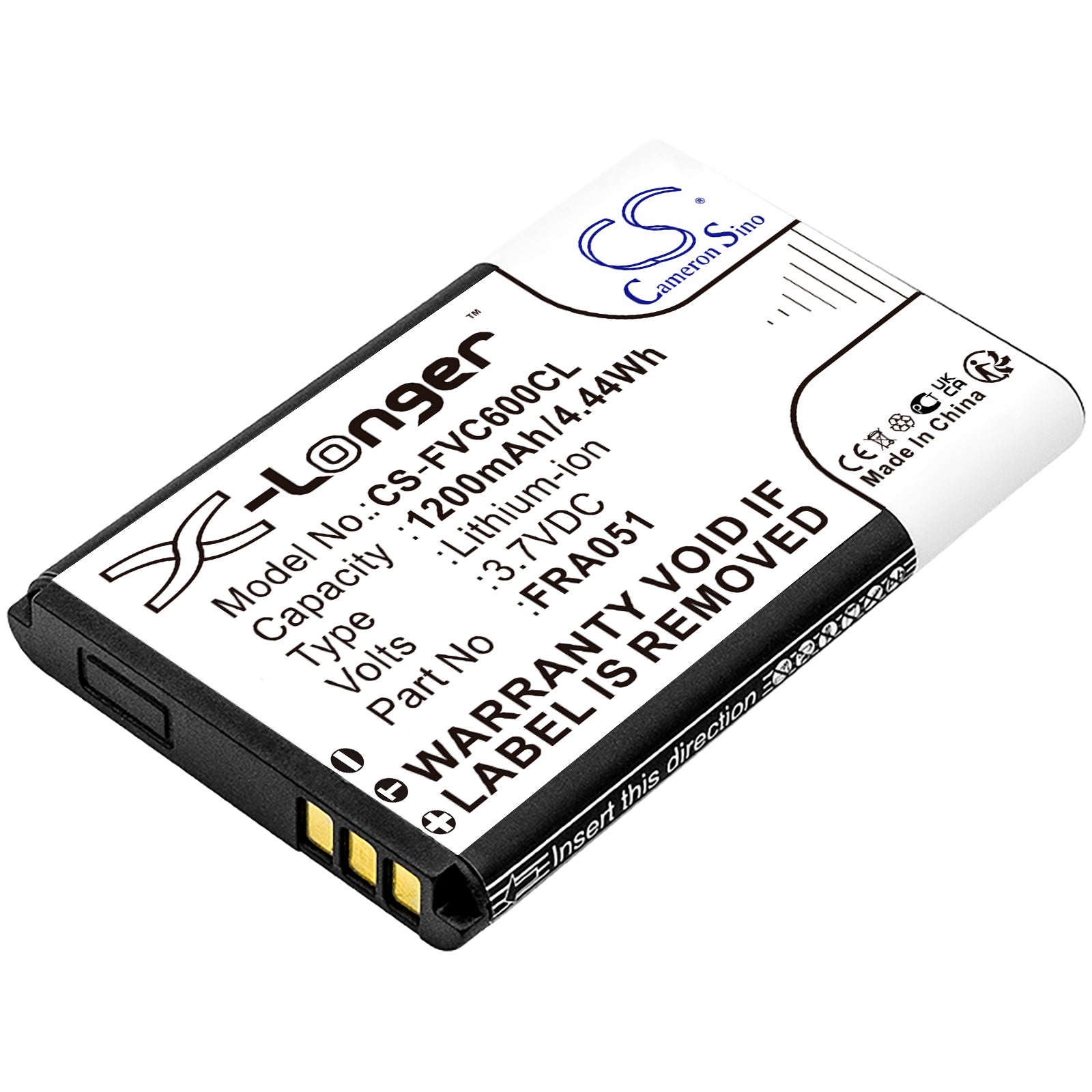 1200mAh Replacement Battery for FRITZ!FON C6, X6 DECT Cordless Phones - 3.7V Li-ion - FRA051, 312BAT026/030