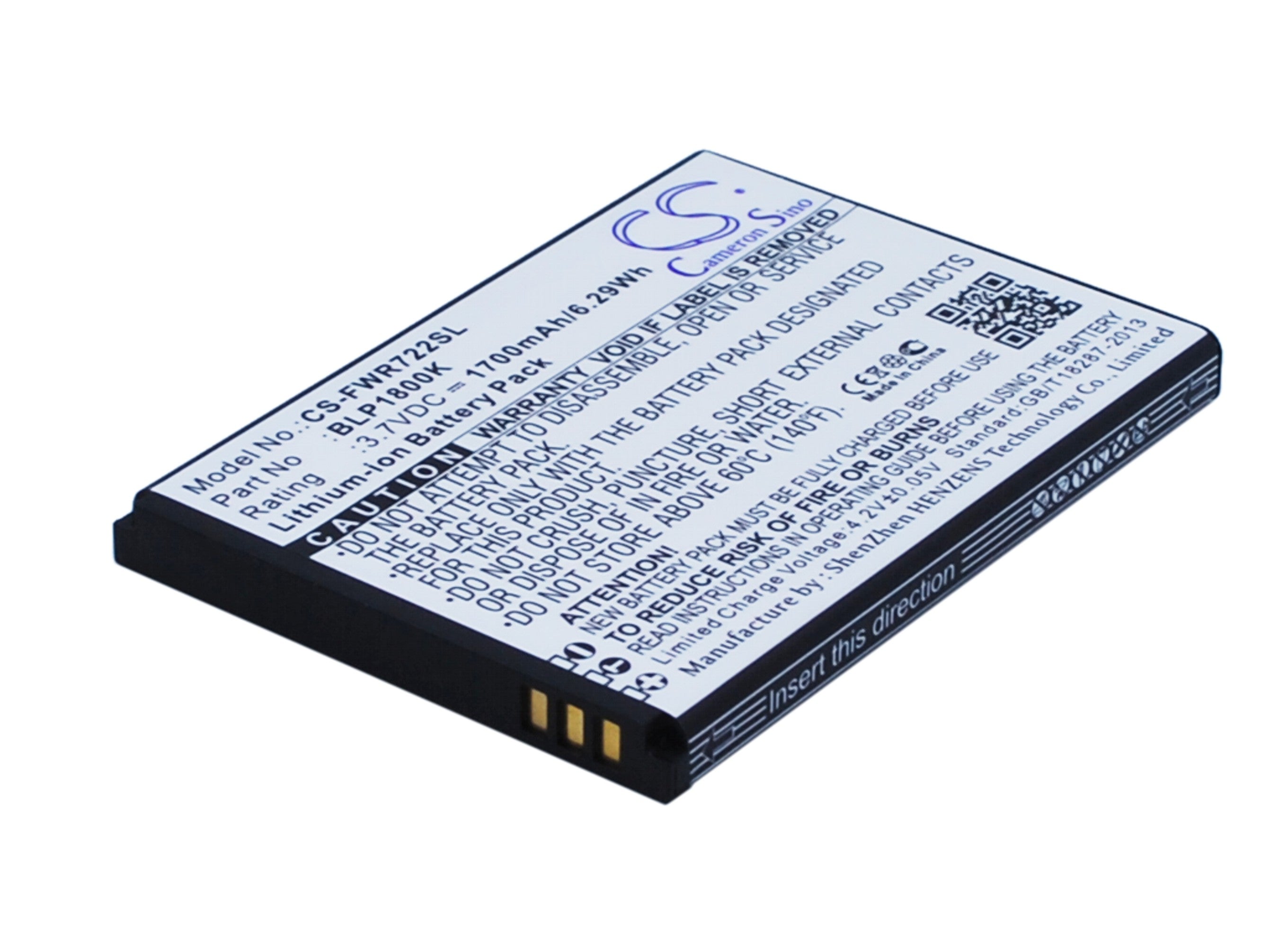 1700mAh Replacement Battery for Franklin Wireless R722 R774 R775 Mobile Hotspot - 3.7V Li-ion - BLP1800K