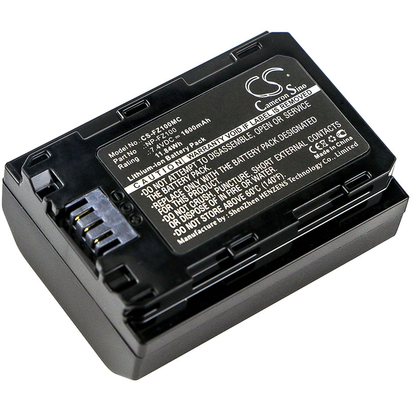 1600mAh Replacement Battery for Sony Alpha A9, A7R III, A7 III, FX3 Cameras - NP-FZ100 Compatible
