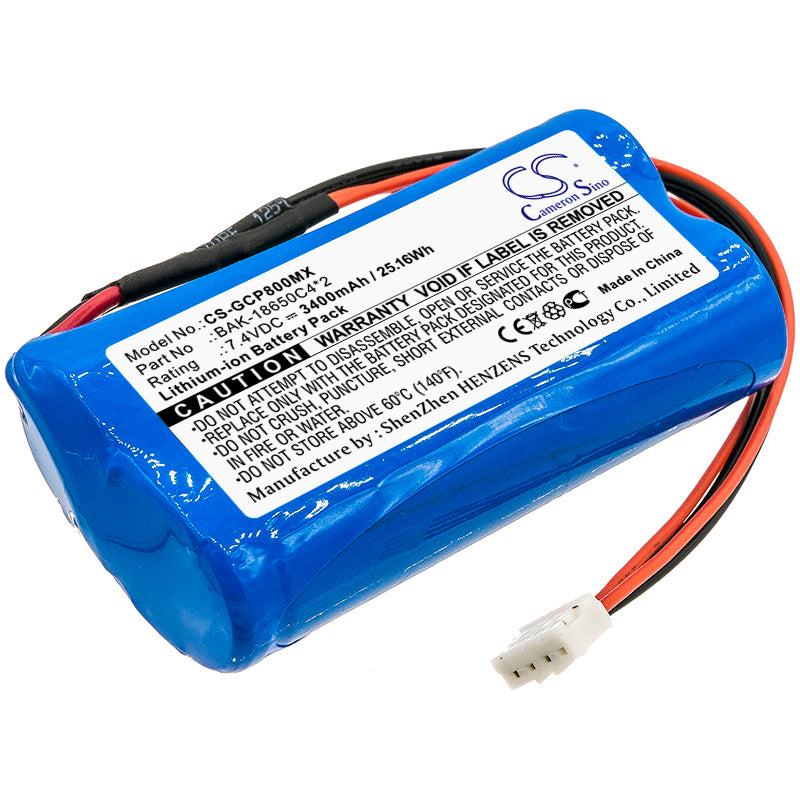 G-CARE SP-800 Medical Device Battery Replacement, 7.4V 3400mAh Li-ion, BAK-18650C4 Cells, 69x37x19mm