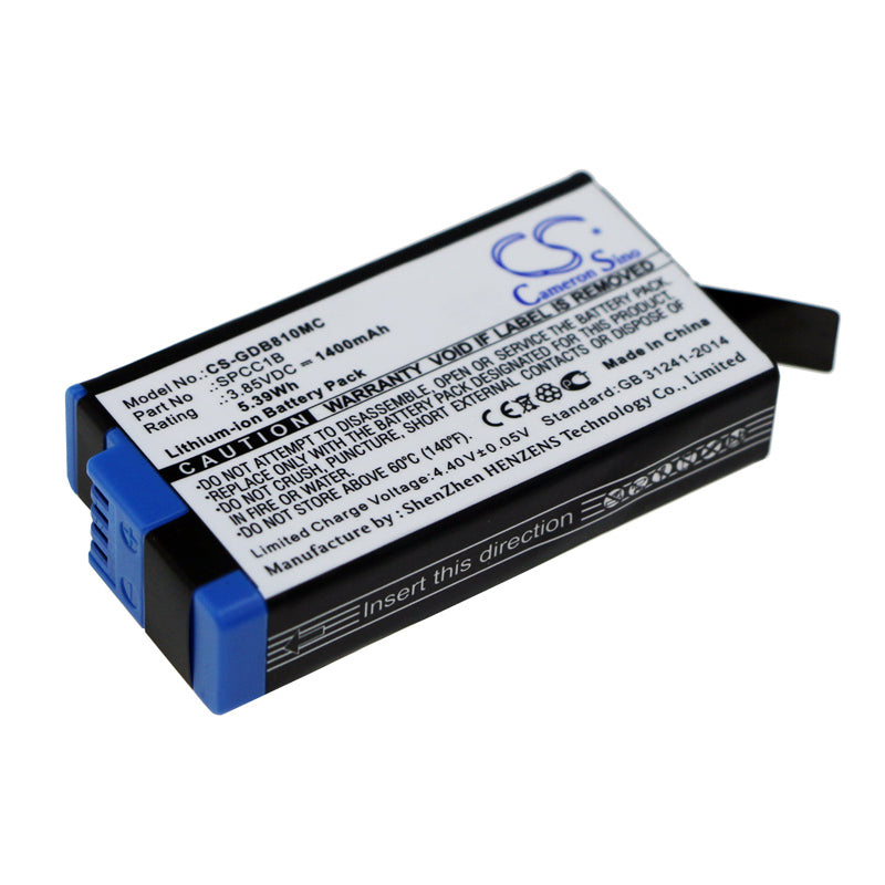 1400mAh Replacement Battery for GoPro Max/Max 360 (ACBAT-001) - 3.85V Li-ion, High Capacity, 50.7x27.2x11.4mm