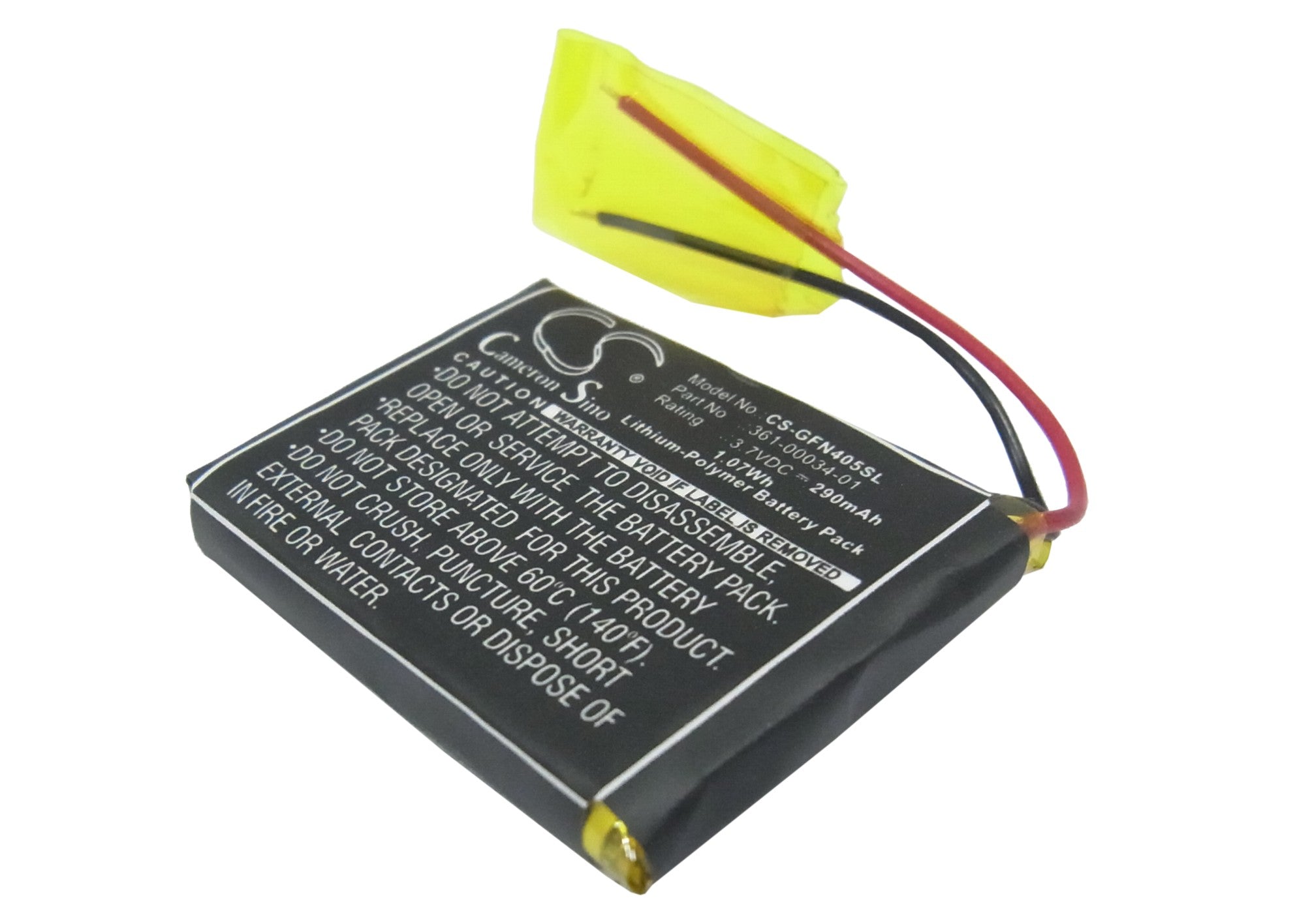 290mAh Replacement Battery for Garmin Foretrex 405/405cx/401 GPS Navigator (3.7V 1.07Wh Li-Polymer)