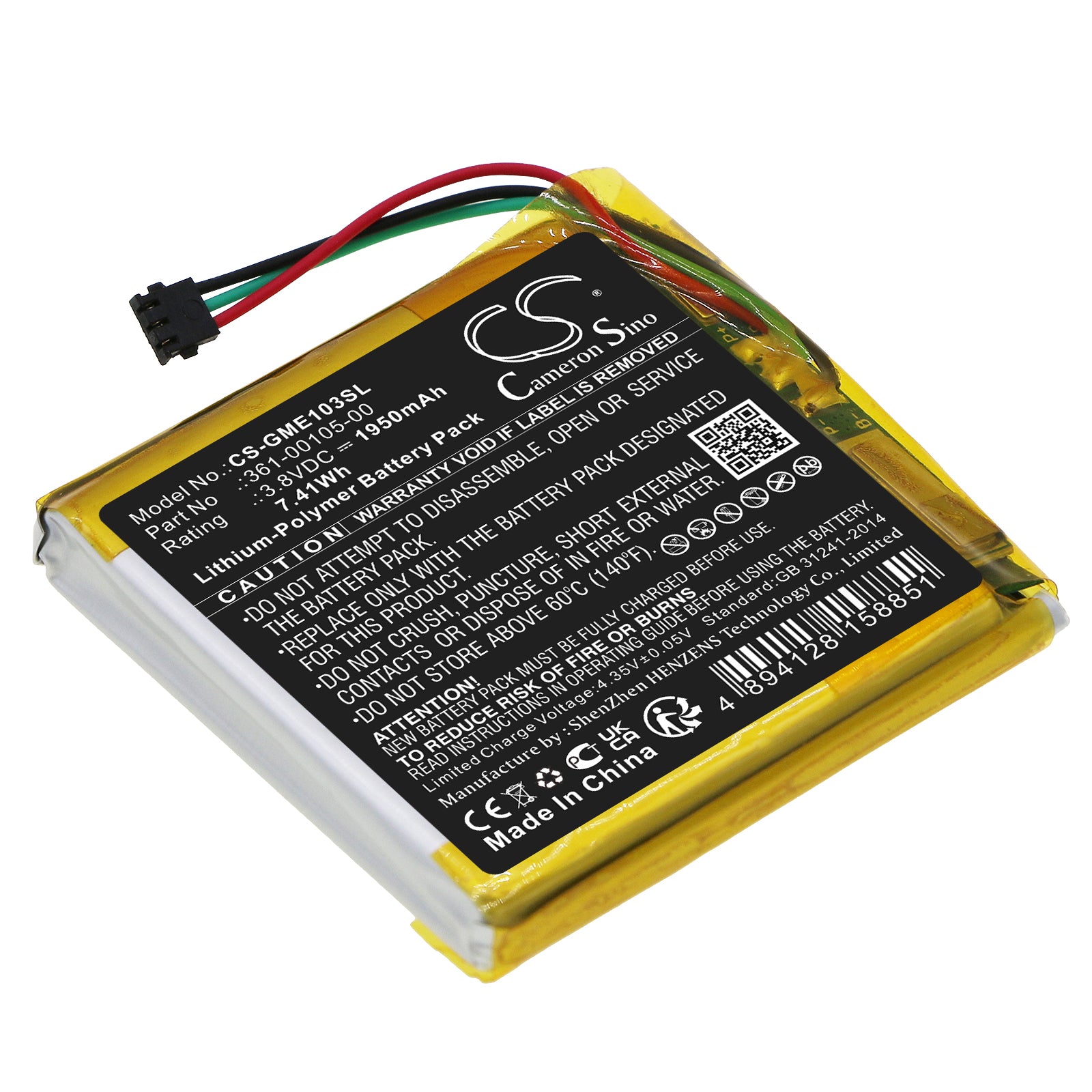 1950mAh Replacement Battery for Garmin Edge 1030 - GPS Navigator, 3.8V Li-Polymer, Garmin 361-00105-00