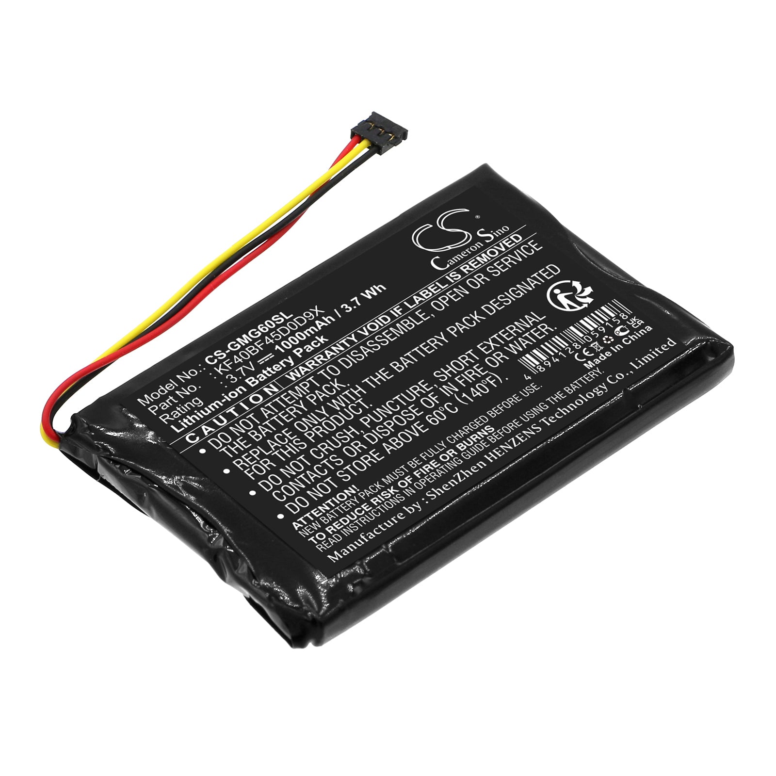 Garmin Approach G6 GPS Navigator Battery: 1000mAh 3.7V Li-ion Replacement - 52.78x33.94x5.45mm