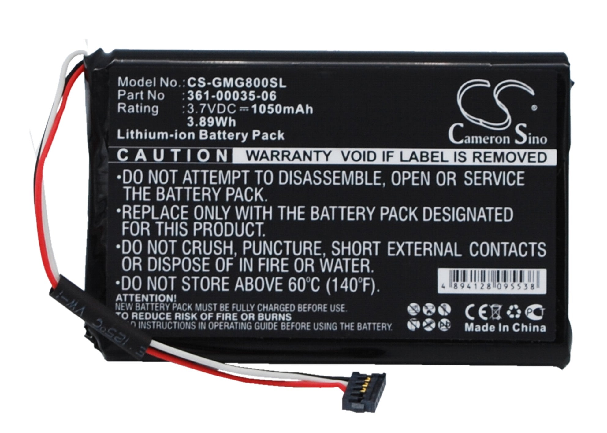 1050mAh Replacement Battery for Garmin Approach G8 GPS - 3.7V Li-ion - Part 361-00035-06