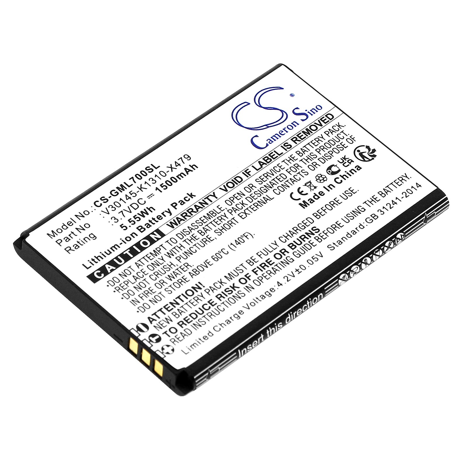 Gigaset GL7 Mobile Smartphone Battery Replacement - 1500mAh 3.7V Li-ion V30145-K1310-X479