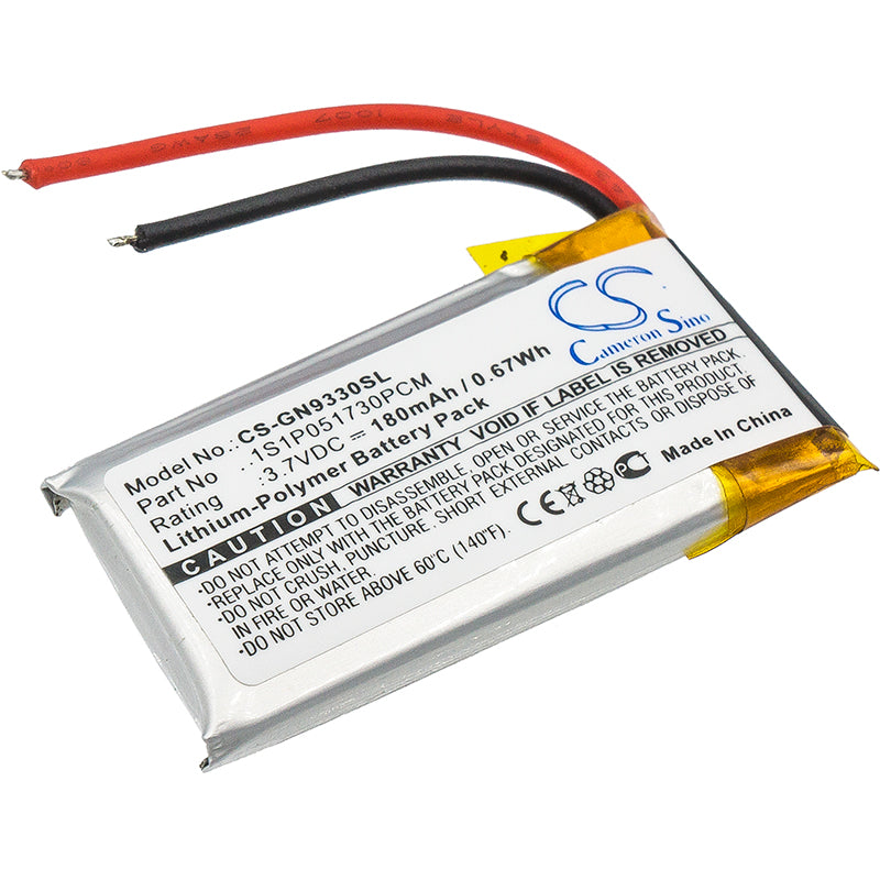 180mAh Replacement Battery for GN Netcom 9330 Wireless Headset - 3.7V Li-Polymer - GN9330/GN: 1S1P051730PCM