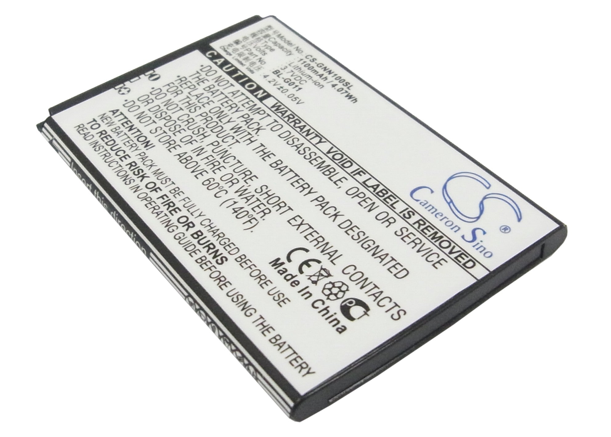 1100mAh Replacement Battery for Fly IQ235/Fly 64, GIONEE GN100/GN100T Smartphones - 3.7V Li-ion