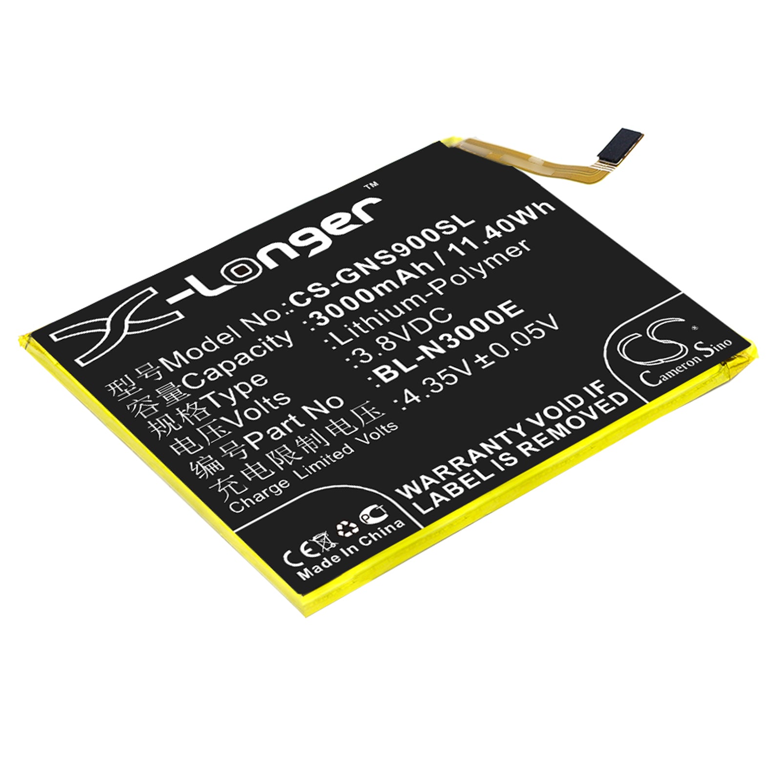 GIONEE S9 GN9013 Replacement Battery - 3000mAh 3.8V Li-Polymer - BL-N3000E Phone Battery