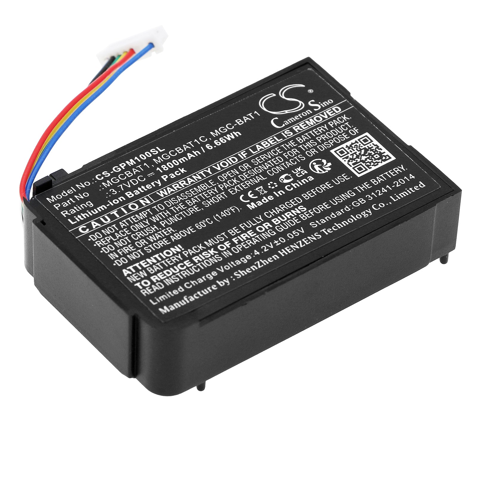 1800mAh Replacement Battery for GasClip MGC & MGC-PUMP Gas Detectors, 3.7V Li-ion (MGCBAT1, MGCBAT1C)