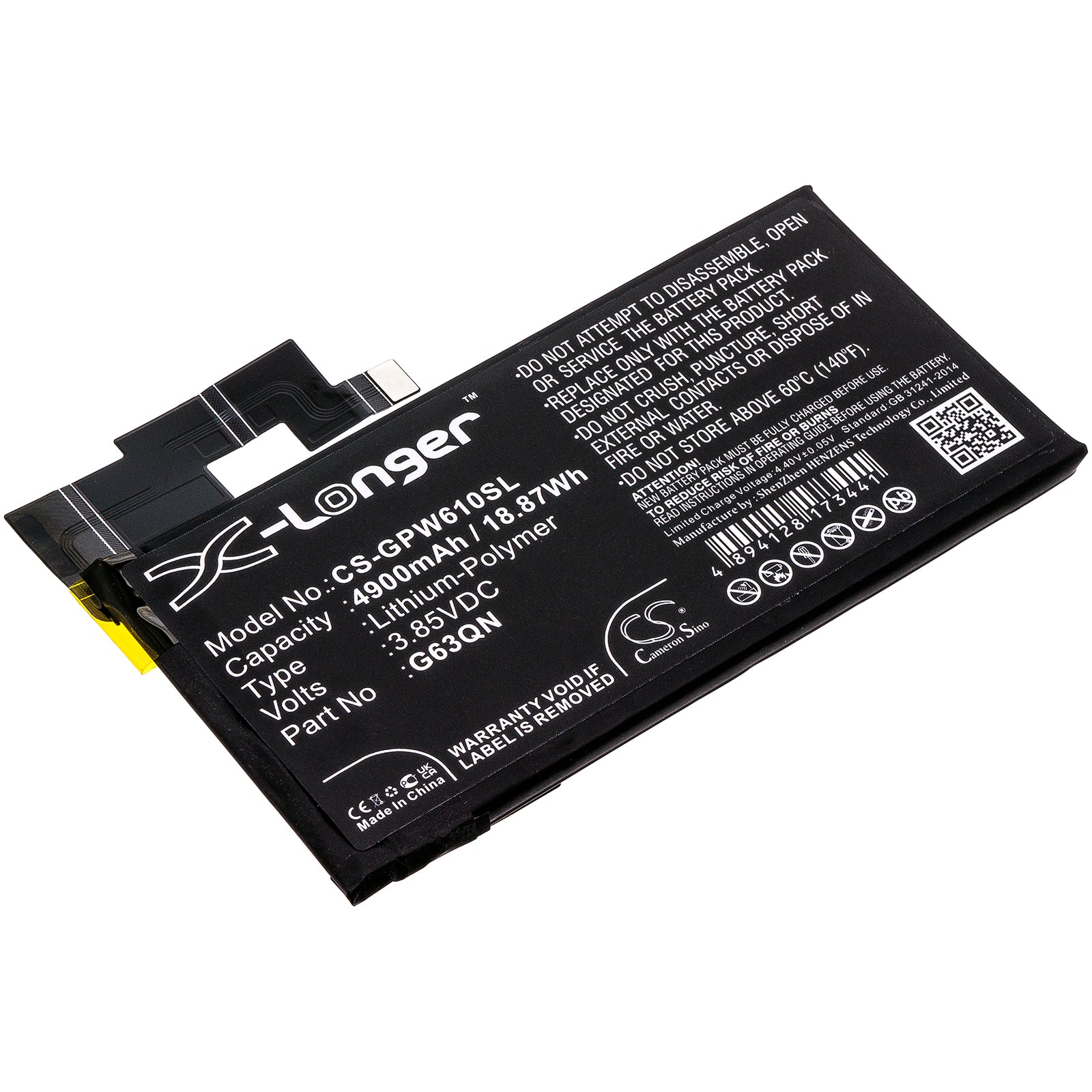 4900mAh Replacement Battery for Google Pixel 6 Pro - G8VOU, GLUOG, GF5KQ - 3.85V Li-Polymer