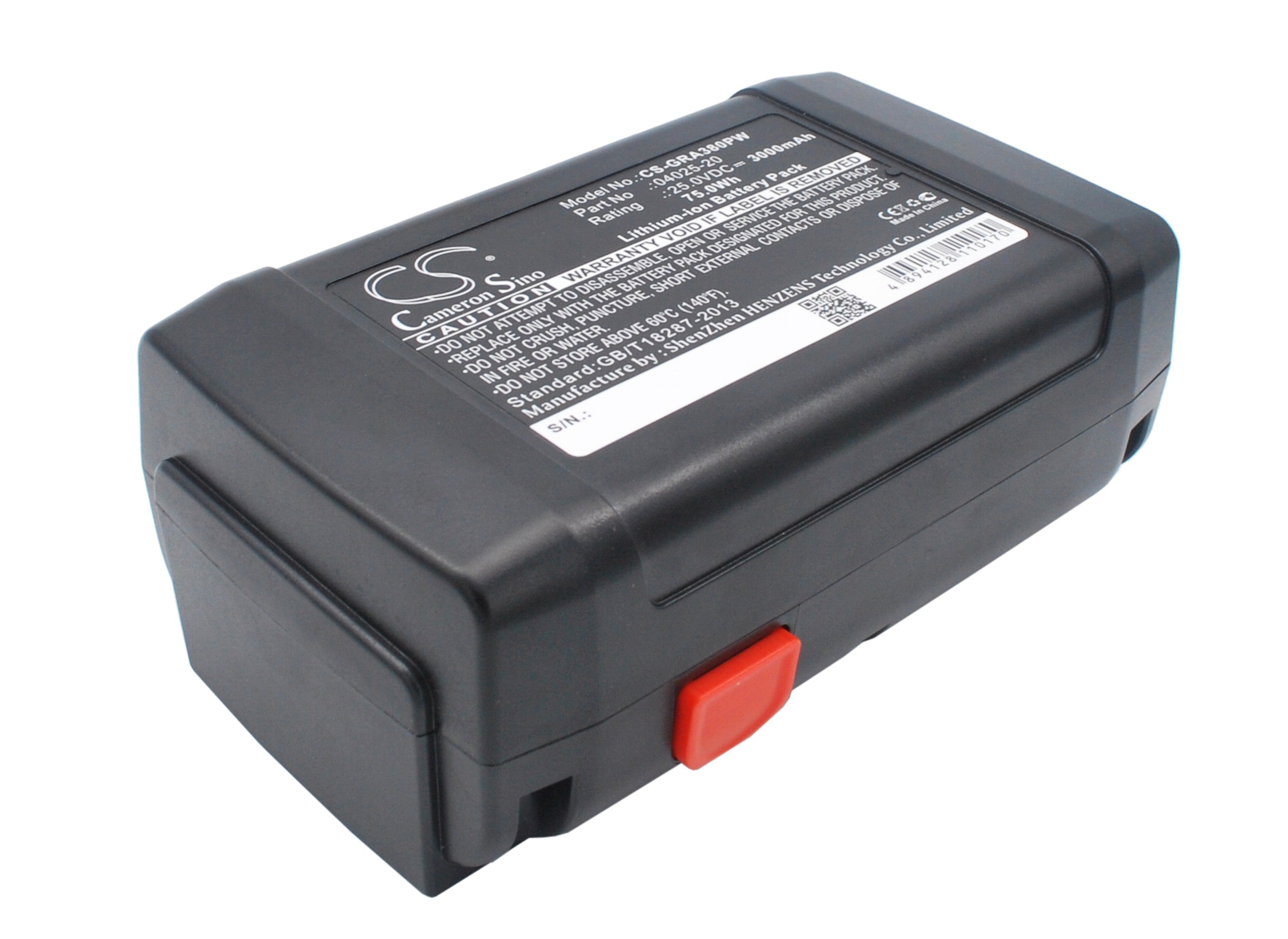 25V 3000mAh Li-ion Replacement Battery for Gardena 380 Li Cylinder Lawnmower, Replaces 04025-20, 525563001