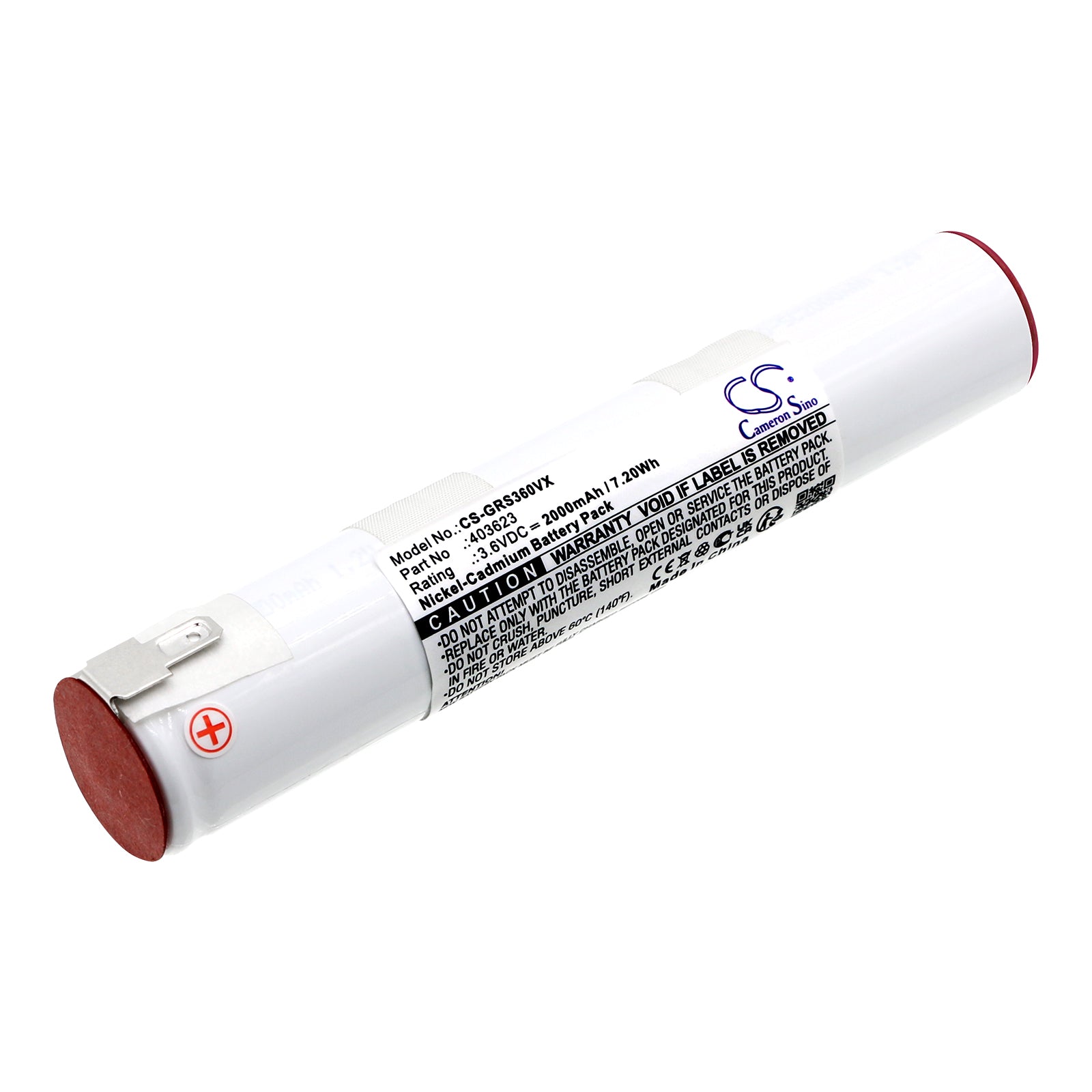 Gorenje MVCE36EB Vacuum Battery Replacement: 3.6V 2000mAh Ni-CD, 7.2Wh, Exact Fit - 127.1x24.2x23mm