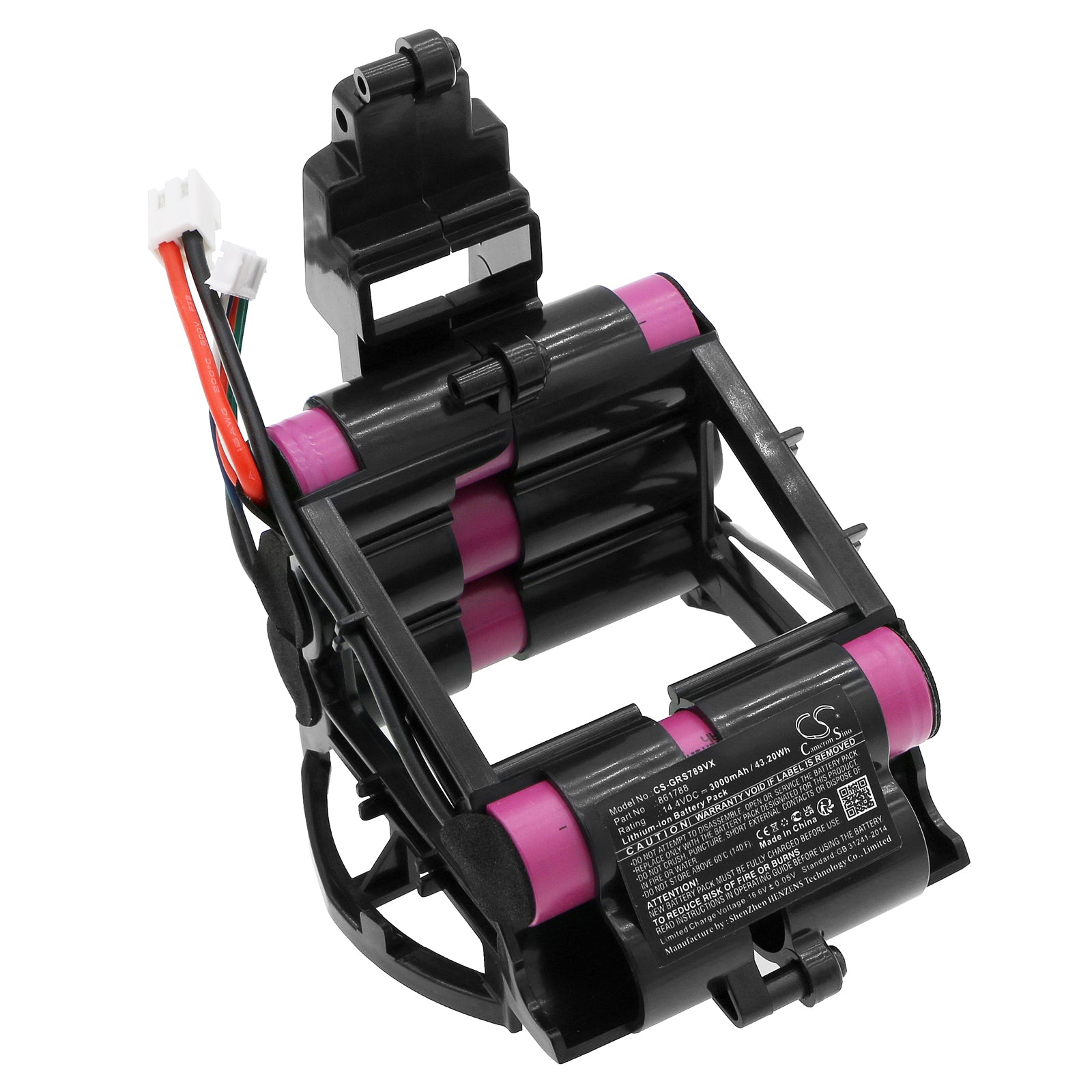 3000mAh 14.4V Li-ion Replacement Battery for Gorenje SVC144XX Vacuum Cleaner (43.20Wh, 116.80x91.50x110.00mm)