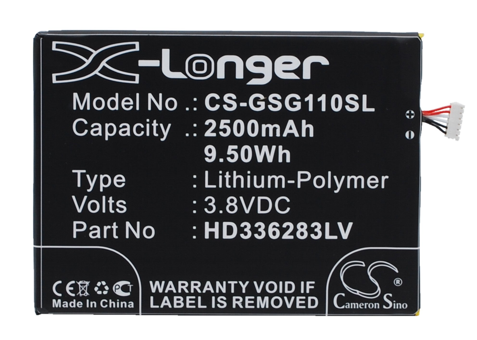 2500mAh Battery for Green Orange N1 Series, GSmart Guru G1/HD3362 - 3.8V Li-Polymer Replacement