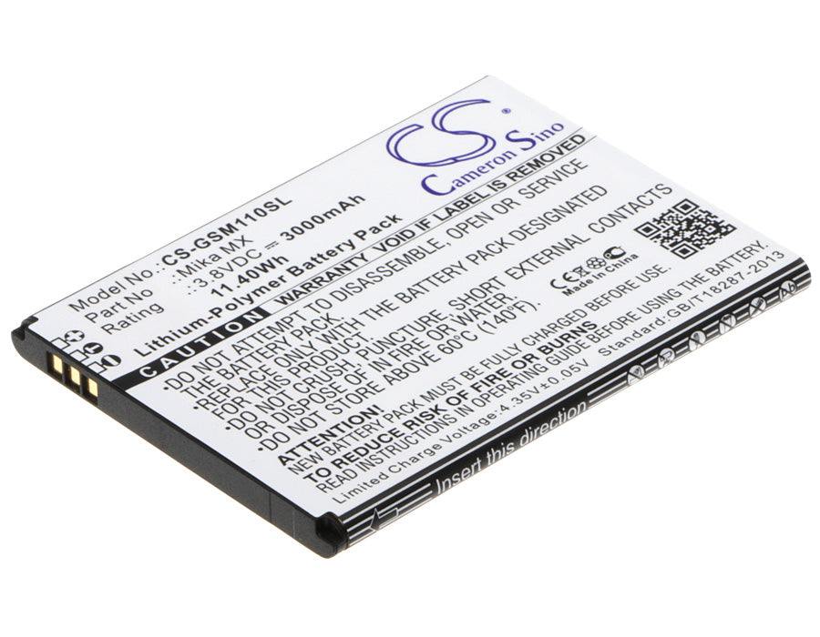 GSmart Mika MX/MX Dual SIM LTE Smartphone Battery: 3000mAh, 3.8V Li-Polymer Replacement 77.3x58.9x5mm