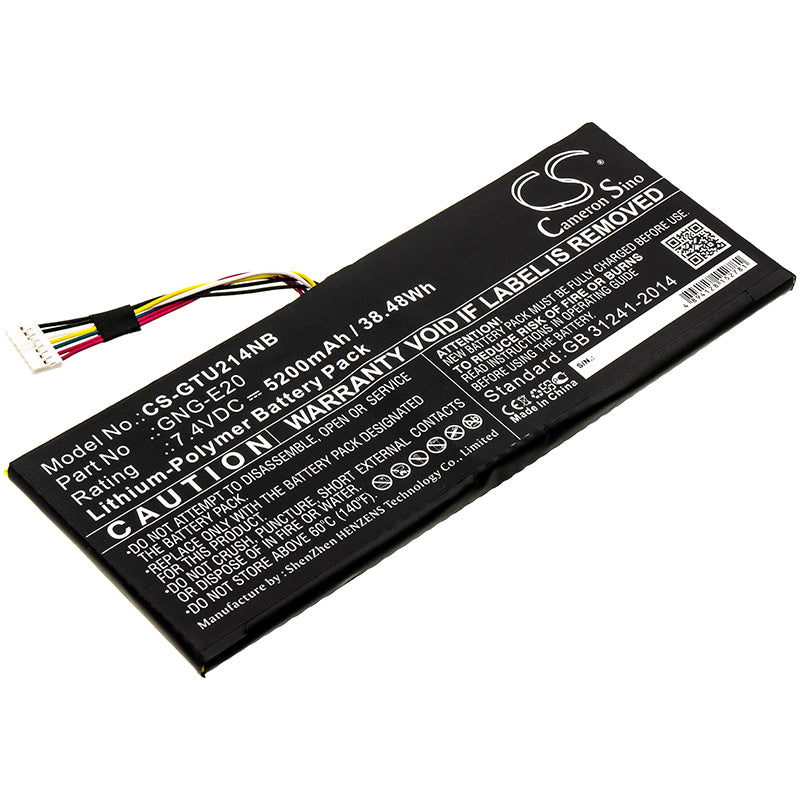 7.4V 5200mAh Li-Polymer Replacement Battery for Getac U2142 Series Notebooks, U2142-i5-3337U, GNG-E20.
