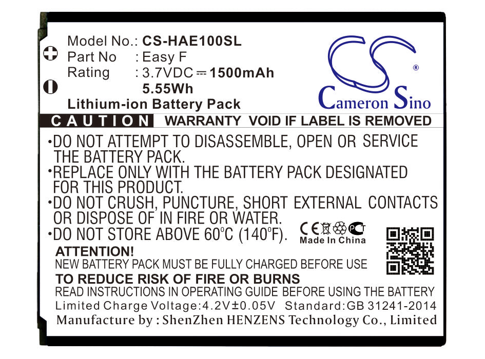 Highscreen Easy F Smartphone Battery: 1500mAh, 3.7V, Li-ion Replacement Power for Mobile Device