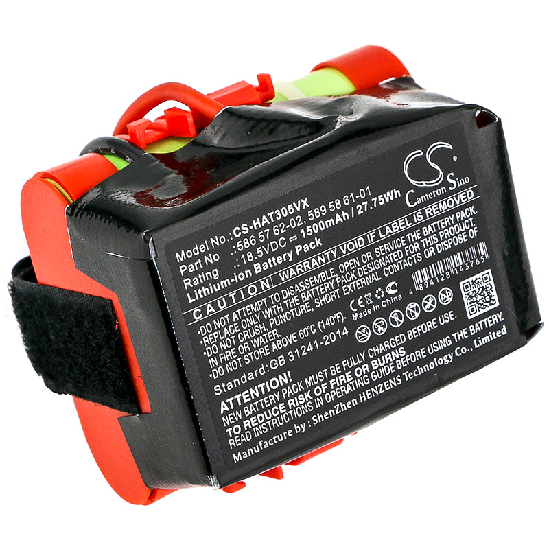 1500mAh 18.5V Li-ion Replacement Battery for Gardena, McCulloch, Husqvarna Robotic Lawn Mowers - R40Li, Rob R600 Series Compatible