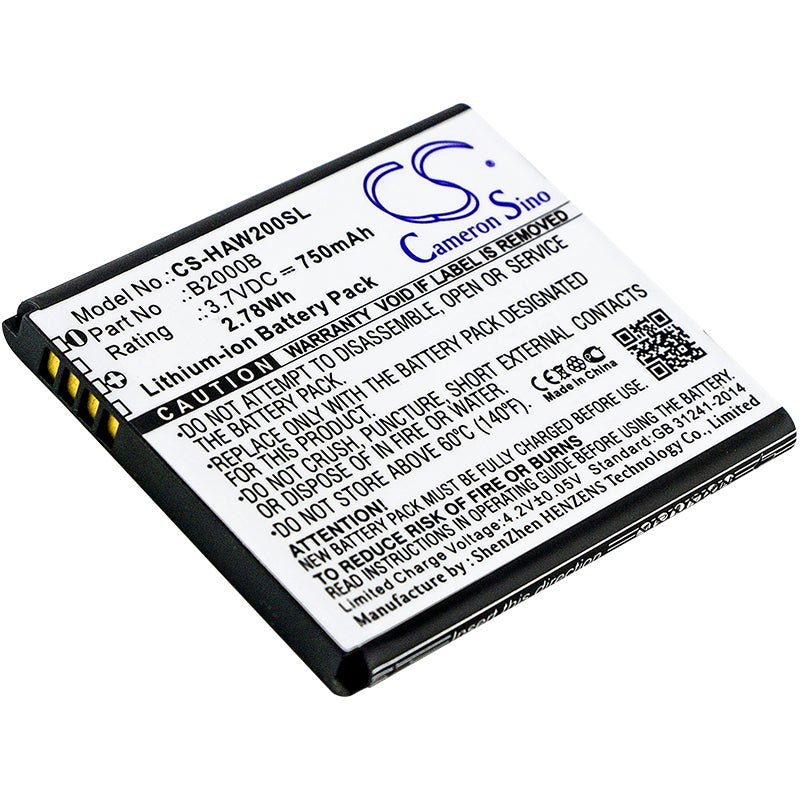 750mAh Replacement Battery for Highscreen WinWin/B2000 Smartphone (3.7V Li-ion, 58.5x50.8x5.1mm)