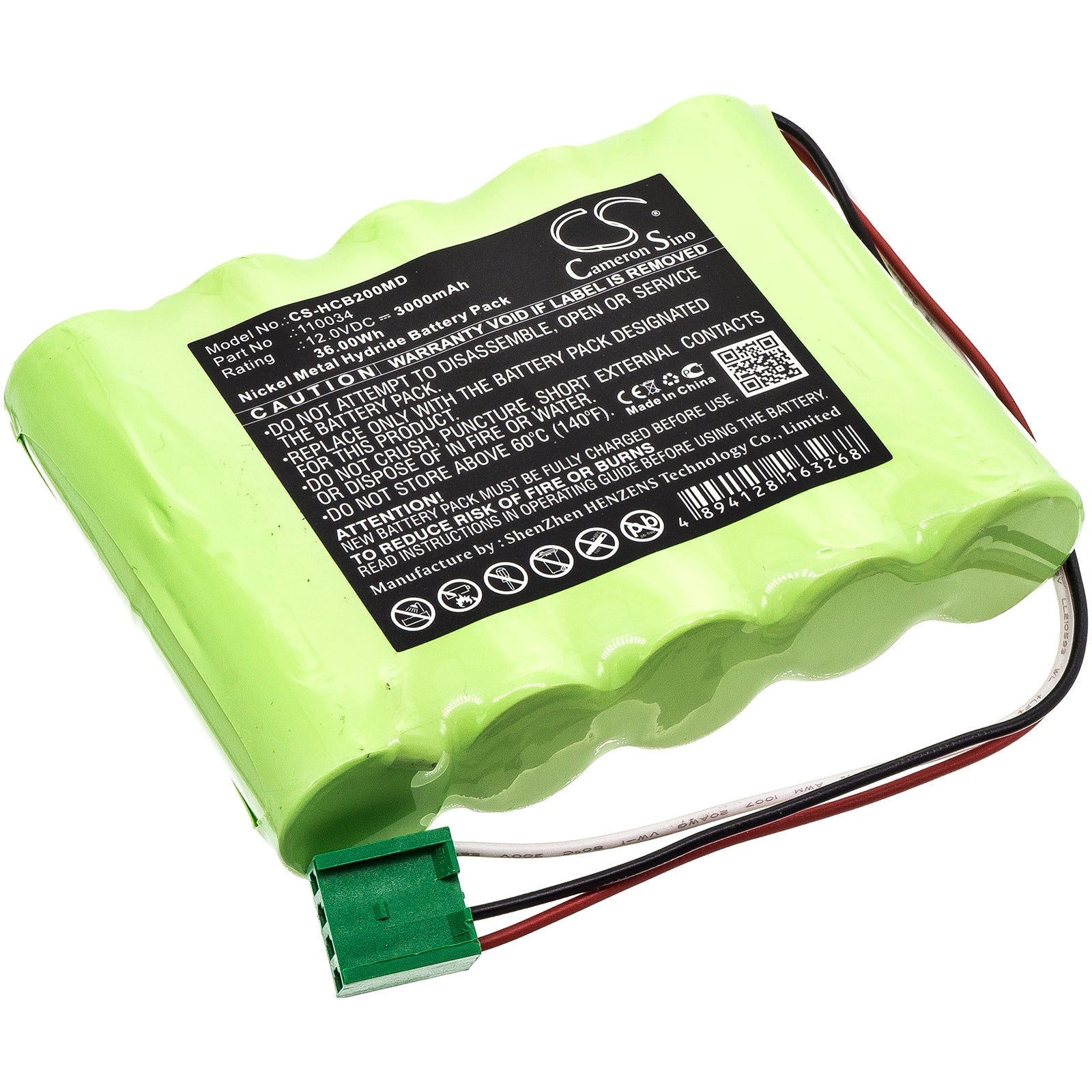 3000mAh 12V Ni-MH Replacement Battery for Hellige SCB2 Medical Monitor, Scope Power Supply