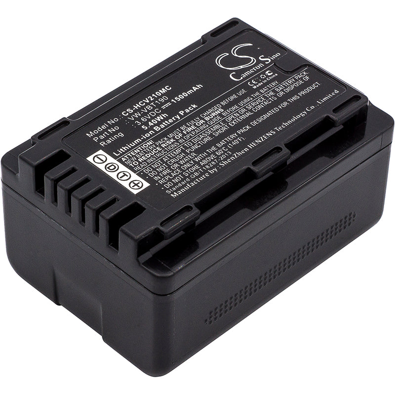 1500mAh 3.6V Li-ion Replacement Battery for Panasonic HC-V & VXF Camcorders (V520M, V110, V570, W850EB, VXF-999 Series)