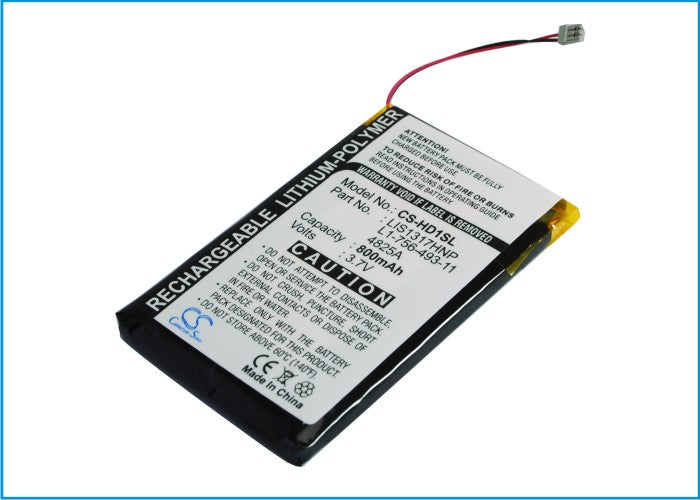 800mAh Replacement Battery for Sony NW-HD1 MP3 Player - 3.7V Li-Polymer Exact Fit