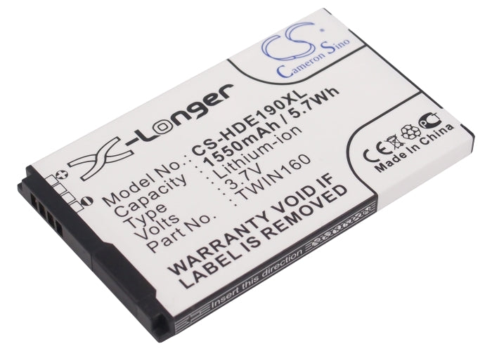 HTC Hero Battery Replacement - 1550mAh 3.7V Li-ion - Dopod A6288, G2 Touch Compatible (64.92x39.44x4.89mm)
