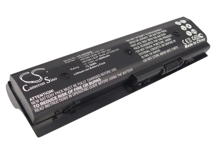 High-Capacity 6600mAh Laptop Battery for HP Pavilion, Envy dv4, dv6, dv7, m6 Series - 11.1V 73.26Wh