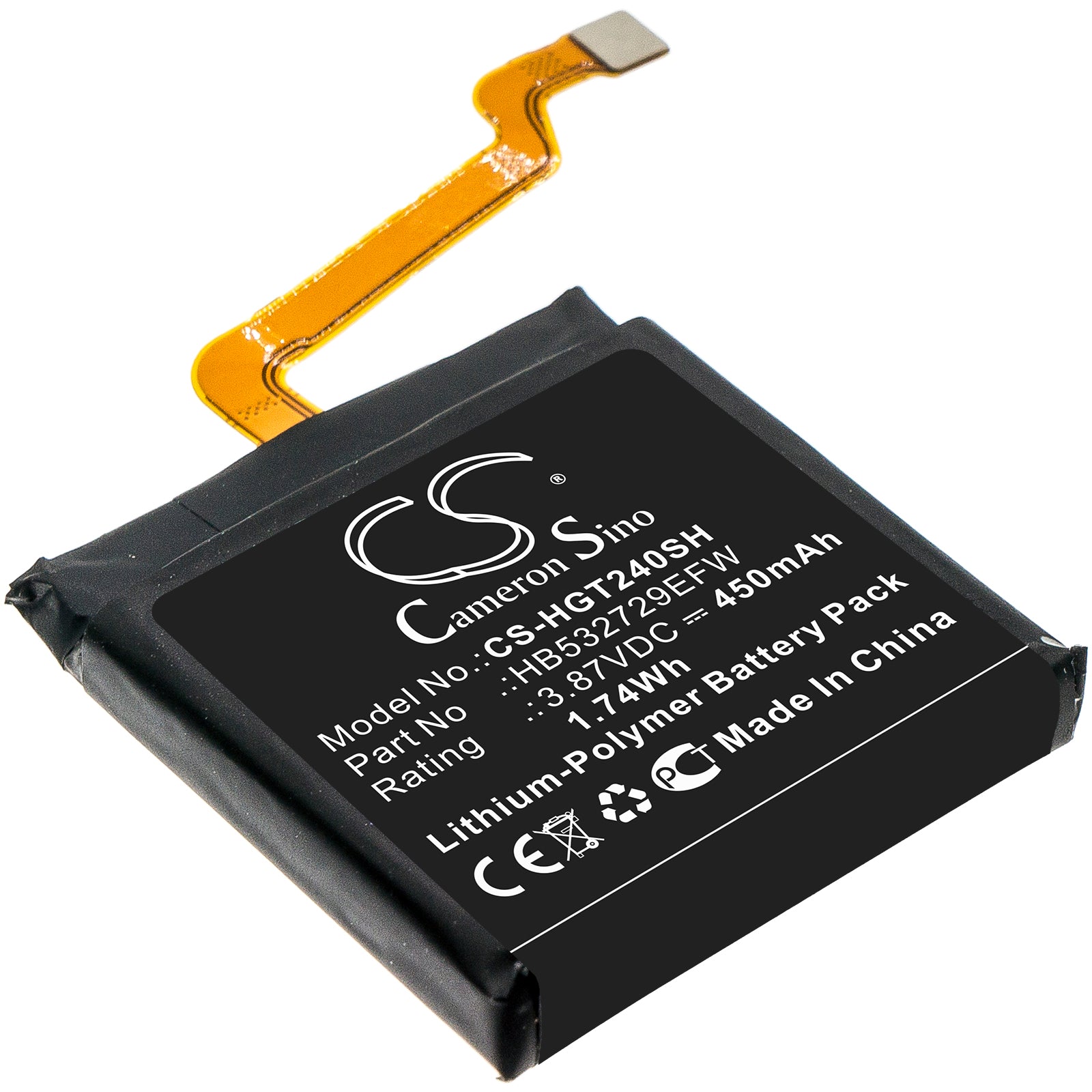 450mAh Replacement Battery for Huawei GT2 Pro & Watch 3 Smartwatch, 3.87V Li-Polymer, HB532729EFW