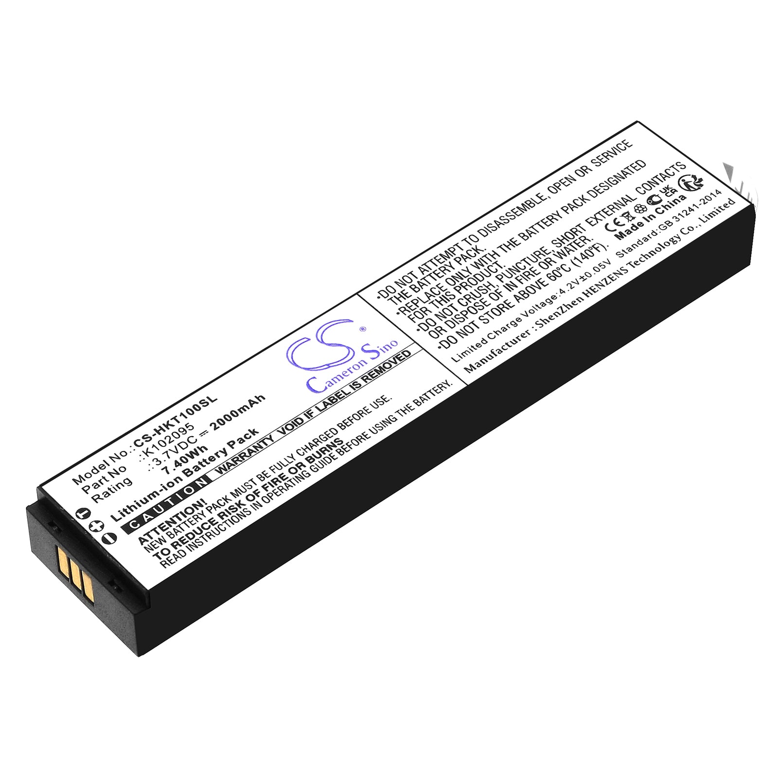 2000mAh Battery for Hook-Eye T01 & K102095 Underwater Fishing Camera - 3.7V 7.4Wh Li-ion Replacement