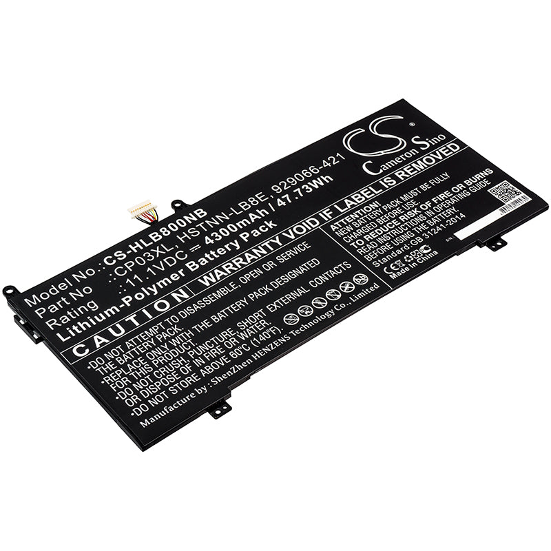 HP Spectre x360 13 Convertible Laptop Battery: 4300mAh, 11.1V, 47.73Wh, CP03XL Replacement - Power Solution