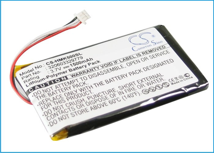 1500mAh Replacement Battery for Harmon Kardon GPS-500 Navigator - 3.7V Li-Polymer - GPS Navigation Power Boost