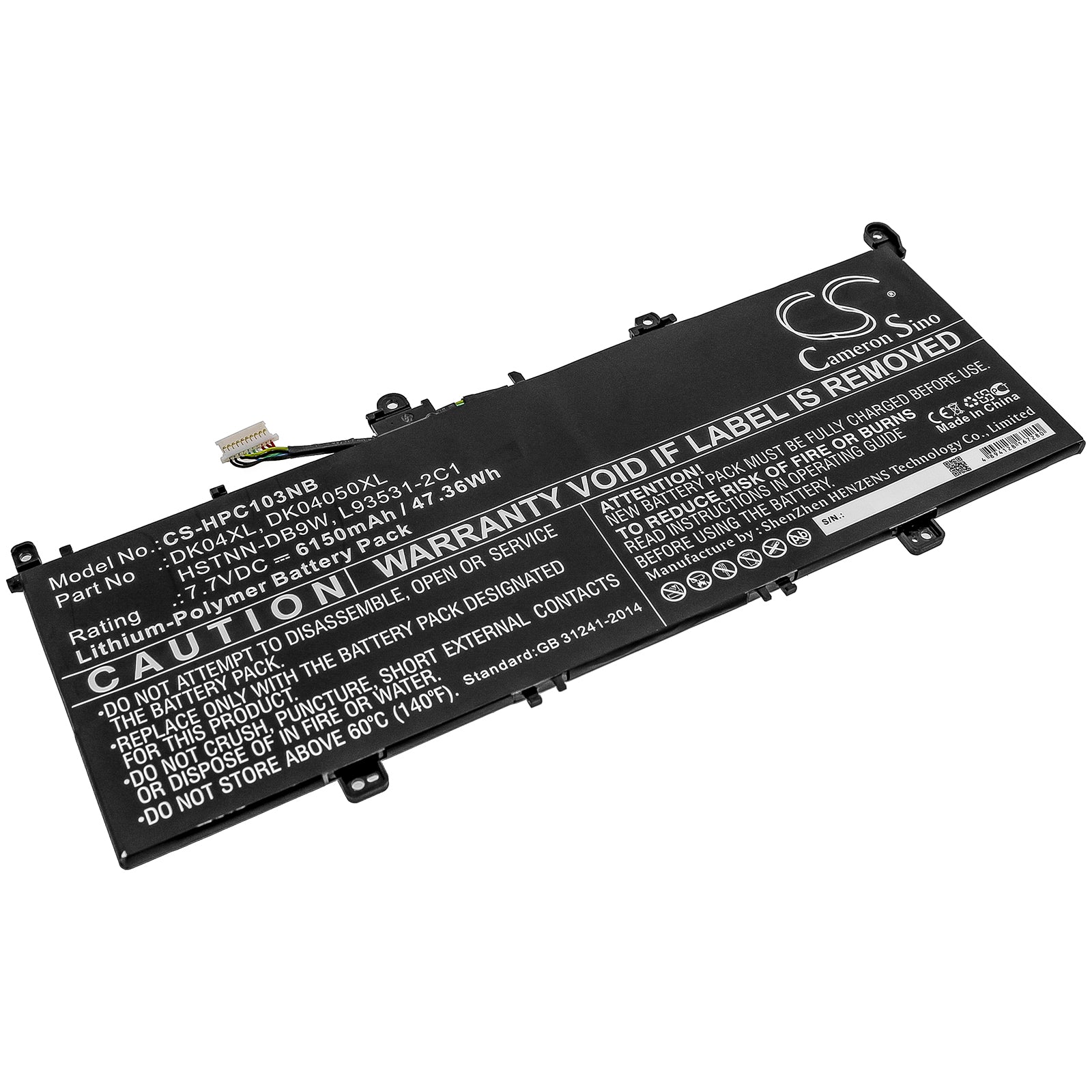 6150mAh DK04XL Battery for HP Elite C1030 Chromebook X360 13c - 7.7V 47.36Wh Replacement Laptop Battery