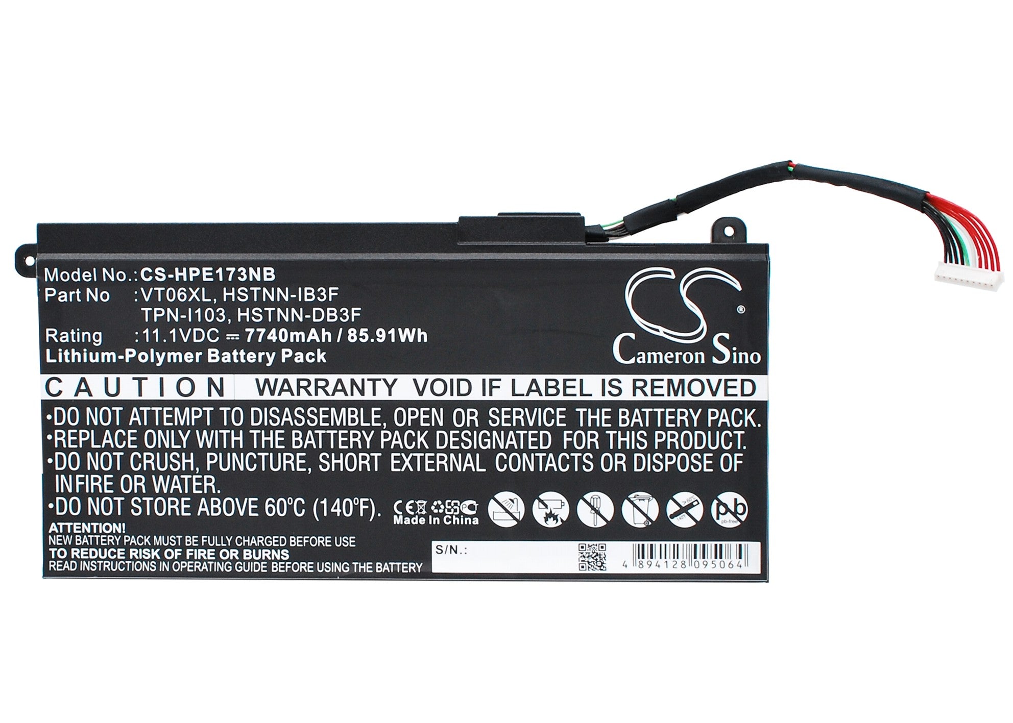 85.91Wh Laptop Battery for HP Envy 17-3000 Series, 17T-3200, TPN-I103 - 11.1V Li-Polymer Replacement