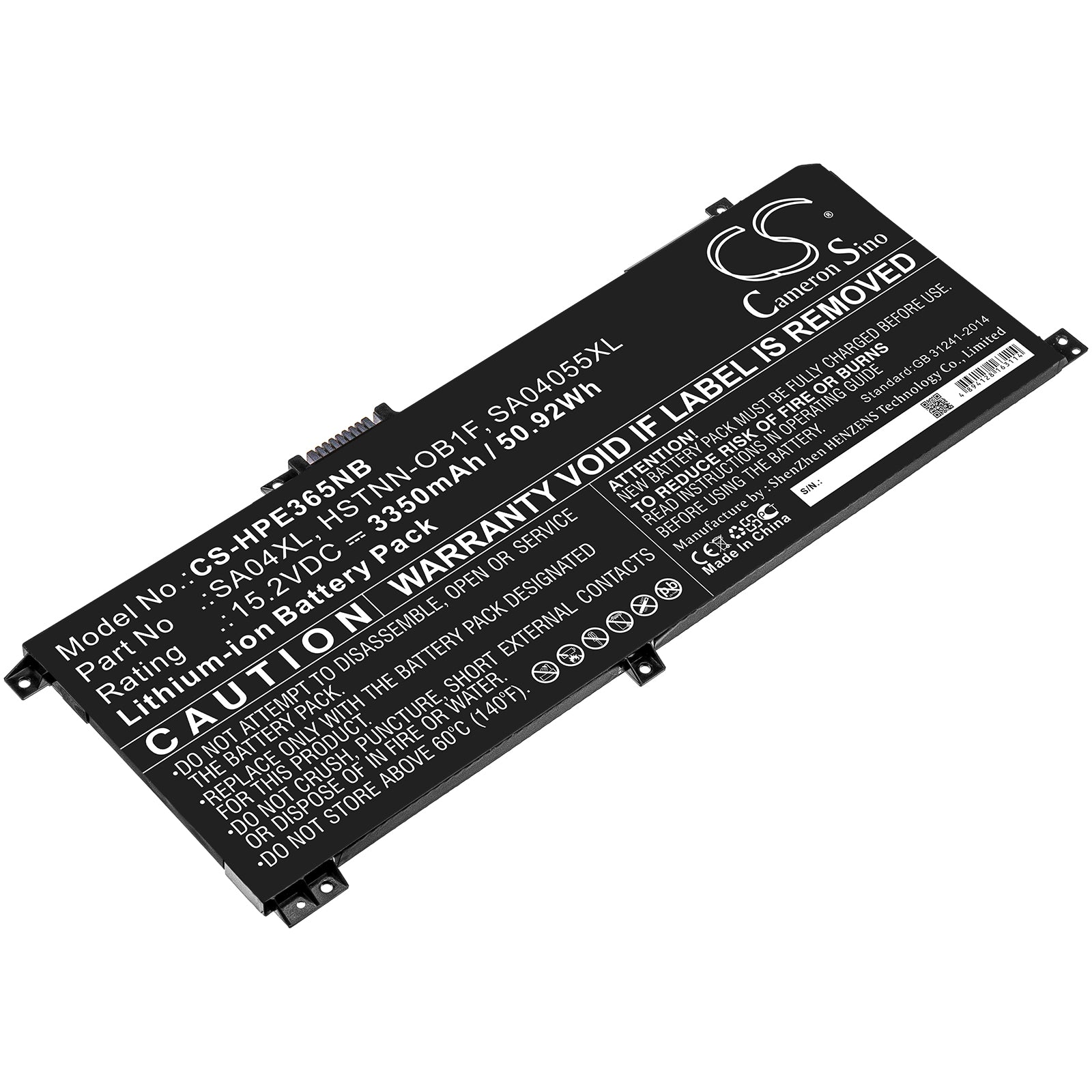 50.92Wh 3350mAh Battery for HP Envy X360 15-DS & 15-DR Series Laptops - 15.2V Li-ion Replacement