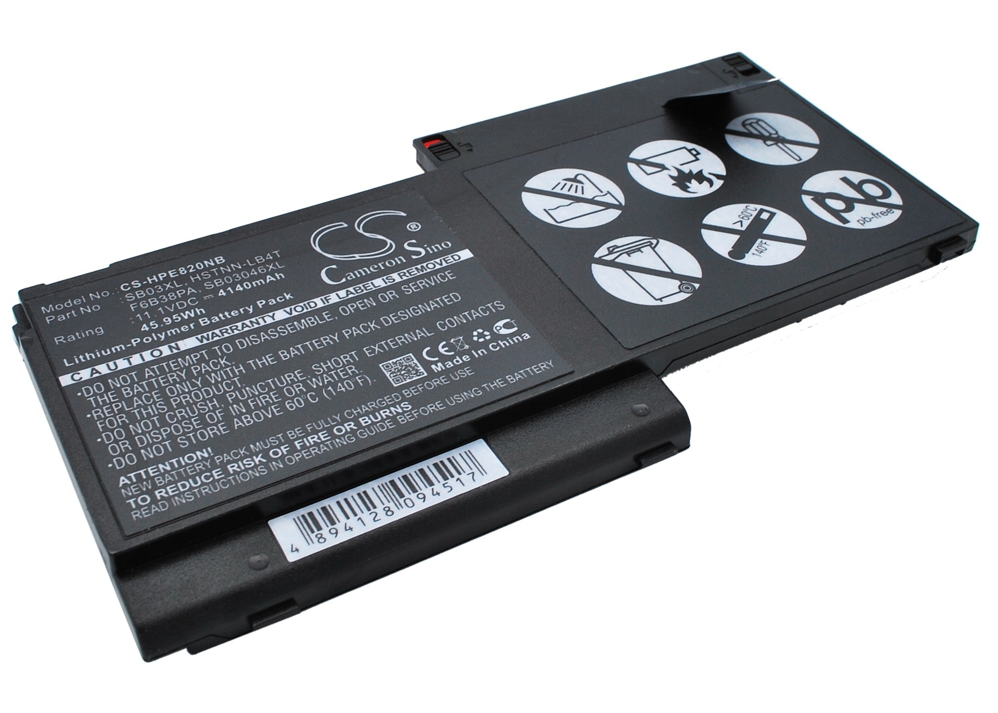 HP EliteBook 820 G1 G2 Battery: 4140mAh, 11.1V, 45.95Wh Li-Polymer - Laptop Replacement Power
