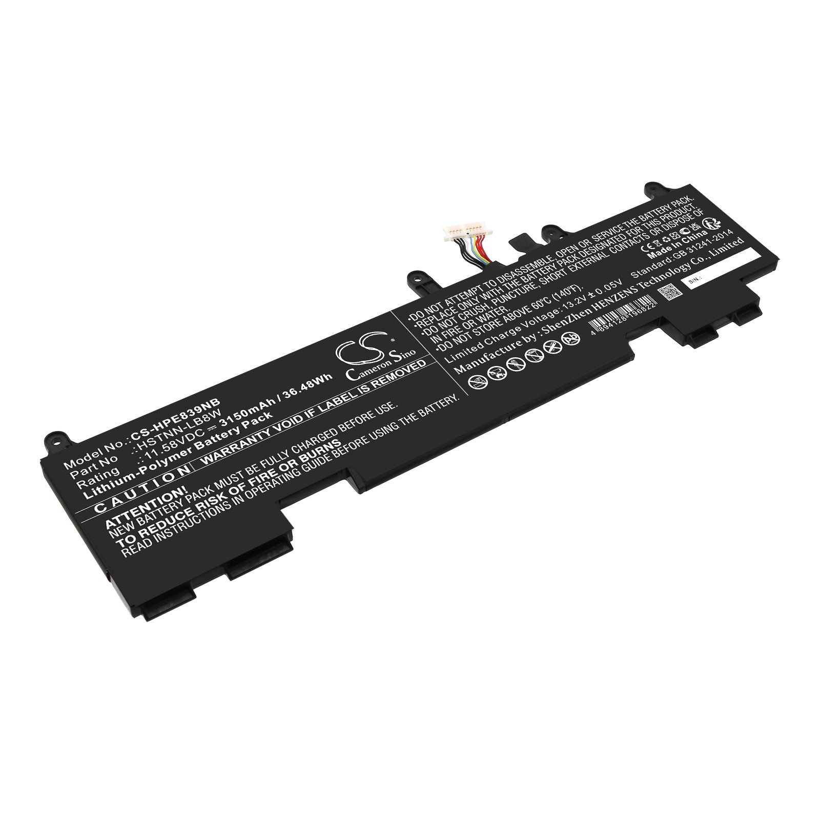 HP EliteBook Battery: 3150mAh - 830/840/845 G9, 860/865 G9, 1040 G9, Split X2 13-M000 (11.58V, 36.48Wh) Replacement