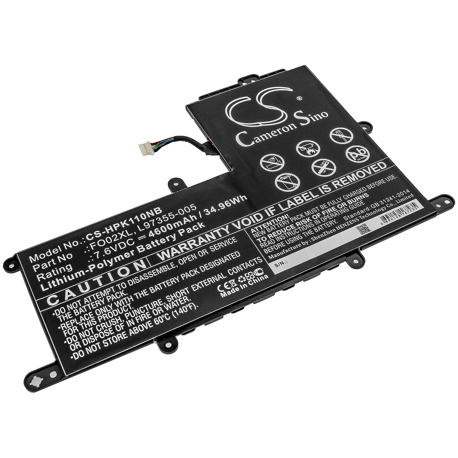 4600mAh Replacement Battery for HP Chromebook 11A/11A-NA Laptop - 7.6V, 34.96Wh - FO02XL, L97355-005