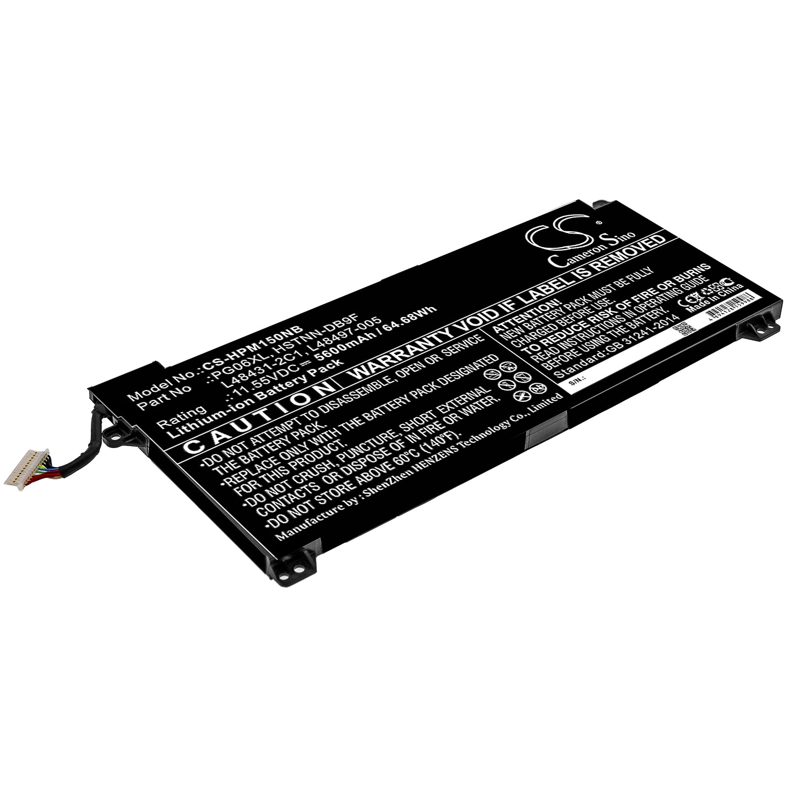 64.68Wh 5600mAh Battery - HP Omen 15-DH Gaming Laptop Replacement Battery (11.55V Li-ion)