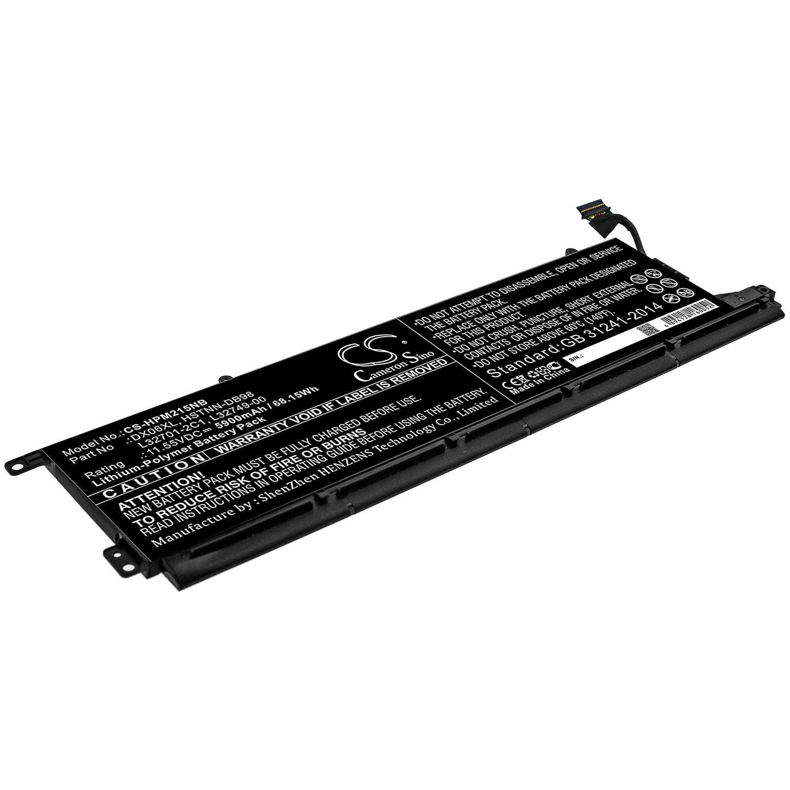 68.15Wh 5900mAh Li-Polymer Battery for HP Omen X 2S 15-DG Gaming Laptop - DX06XL Replacement