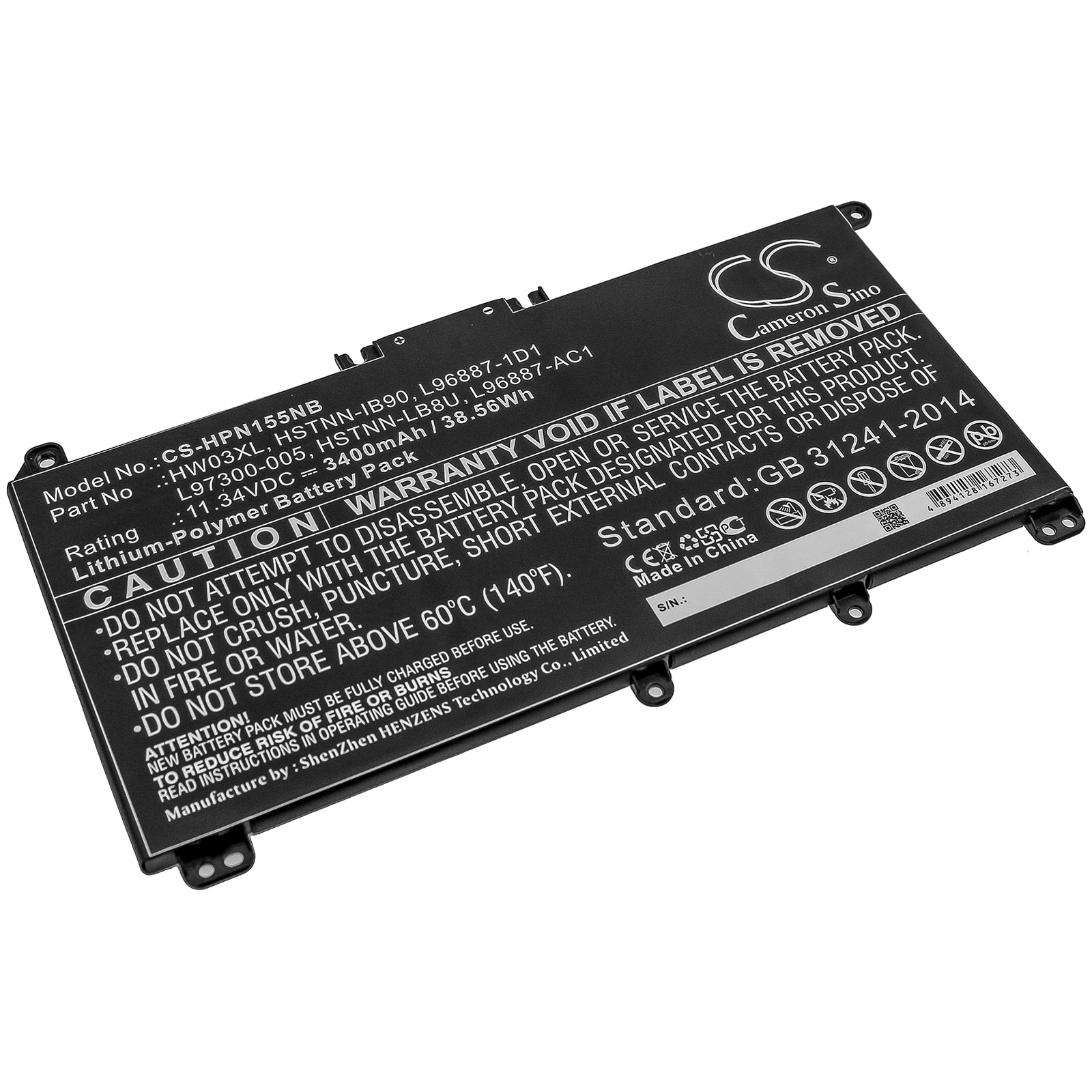 HW03XL 3400mAh Battery for HP Pavilion 15-EG0000 Series Laptops: 15-EG0073CL Compatible, 11.34V, 38.56Wh - Replacement Power