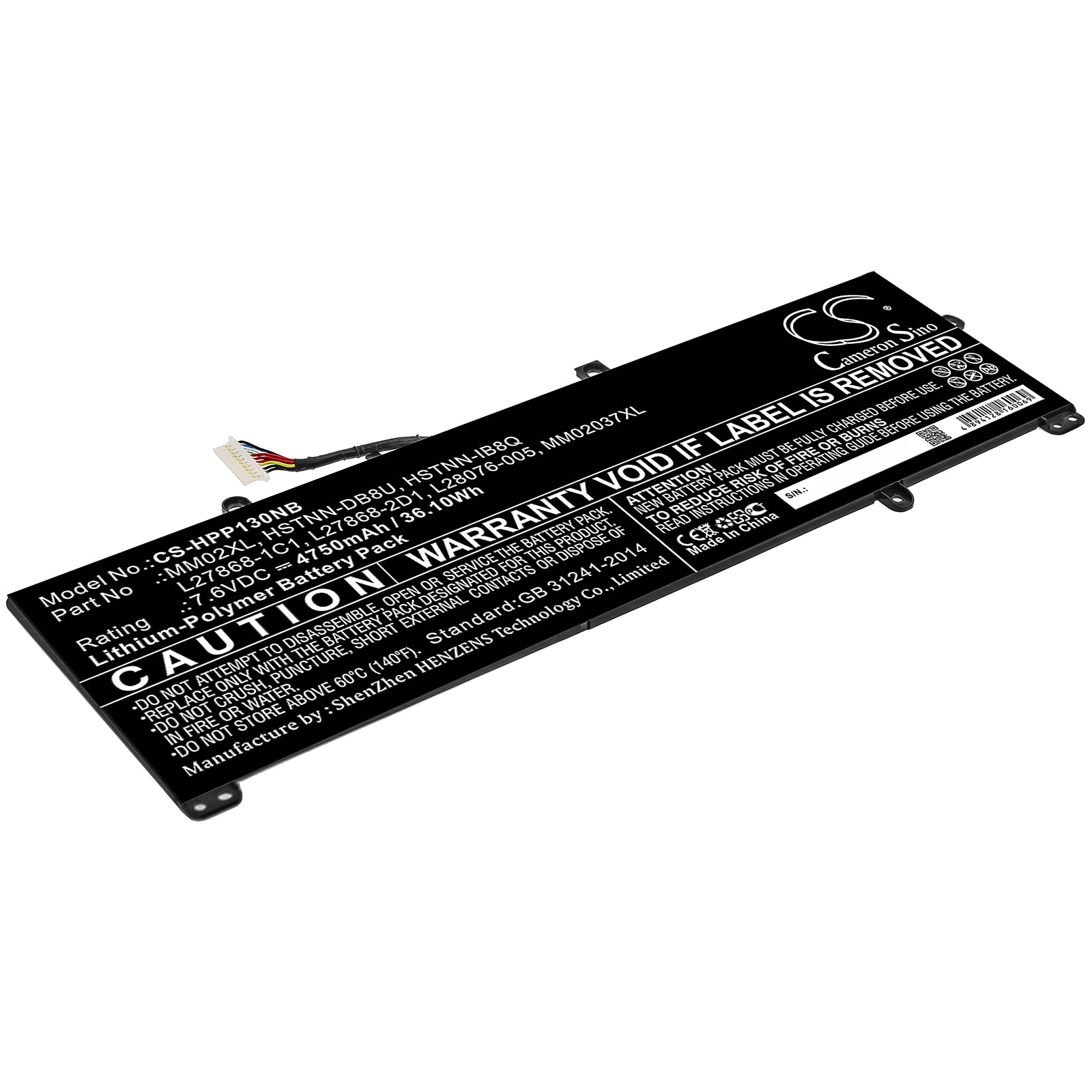 4750mAh Battery for HP Pavilion 13-AN Series Laptop - 7.6V 36.1Wh Li-Polymer Replacement - MM02XL, L27868-1C1