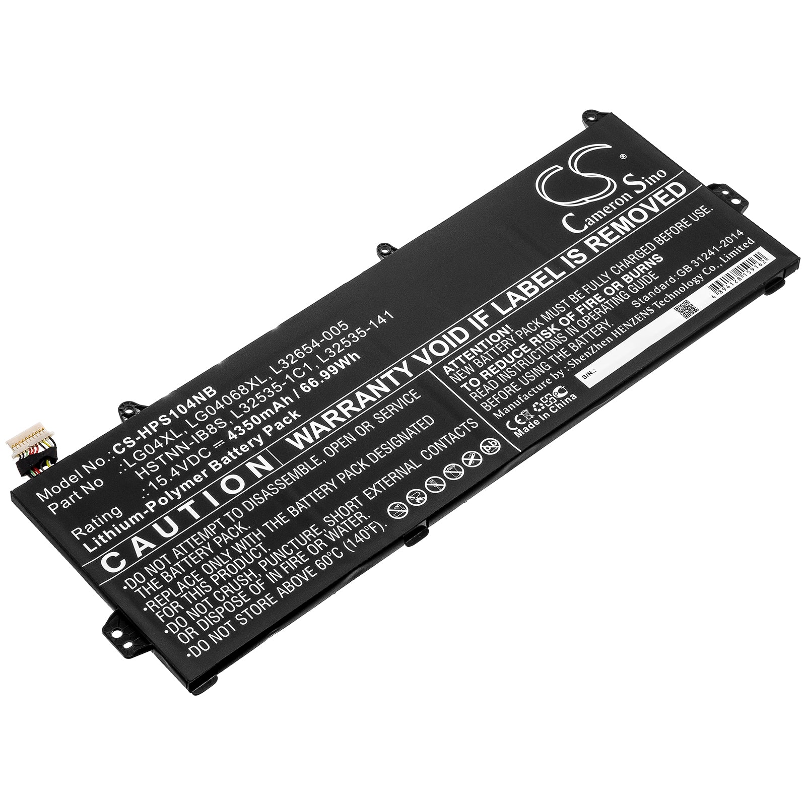 66.99Wh Li-Polymer Battery for HP Pavilion 15-CS Series Laptops - 15.4V, 4350mAh, Replacement