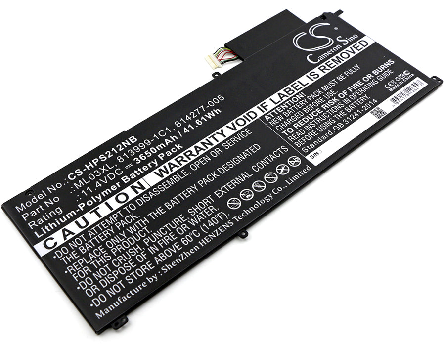 41.61Wh Battery for HP Spectre X2 12 Series - 3650mAh 11.4V Li-Polymer - Replacement Battery for ML03XL, 814277-005