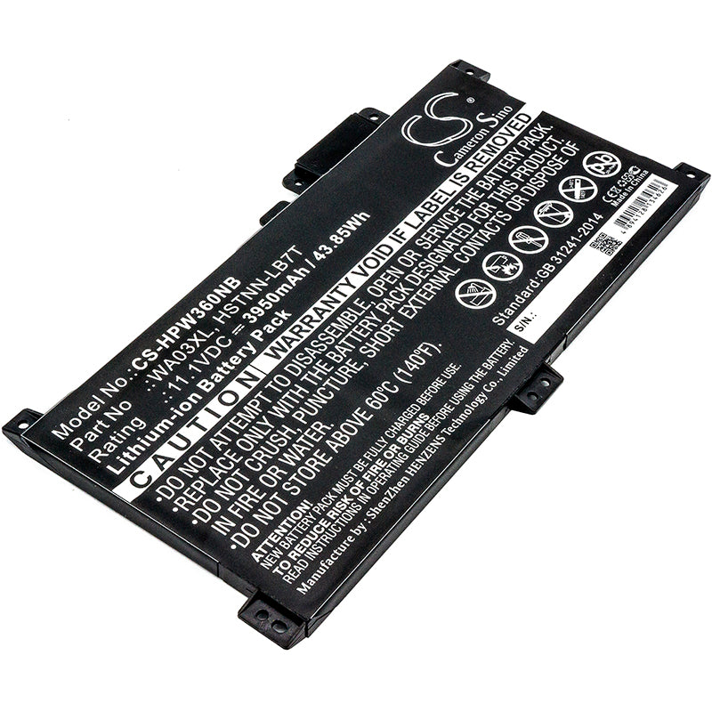 3950mAh Battery for HP Pavilion X360 15-BK & 15-BR Series Laptops - 11.1V 43.85Wh - WA03XL Replacement