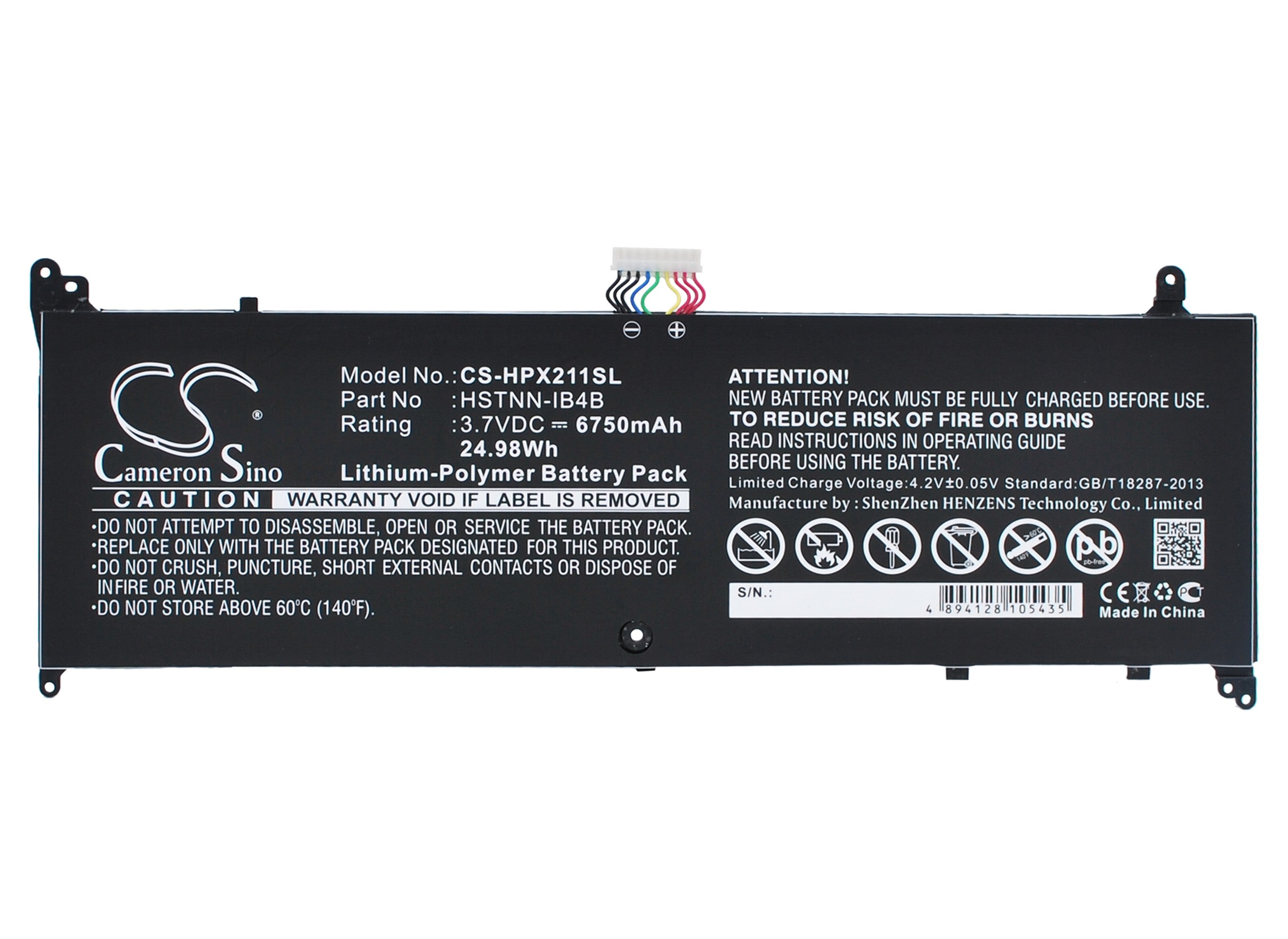 HP Envy X2 11 Tablet Battery: 6750mAh, 3.7V Li-Polymer, 24.98Wh, Replacement for TPN-I04 & HSTNN-IB4B