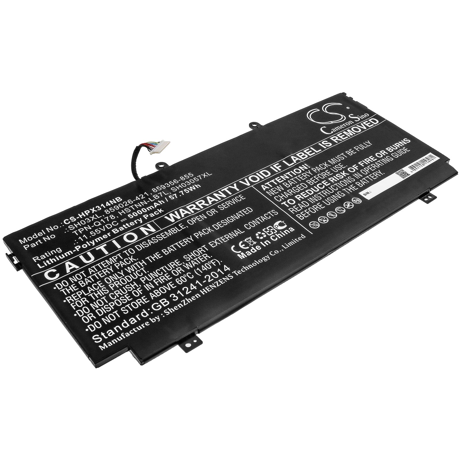 5000mAh Battery for HP Spectre X360 13 & ENVY 13 - 11.55V Li-Polymer Replacement Battery - SH03XL, TPN-Q178